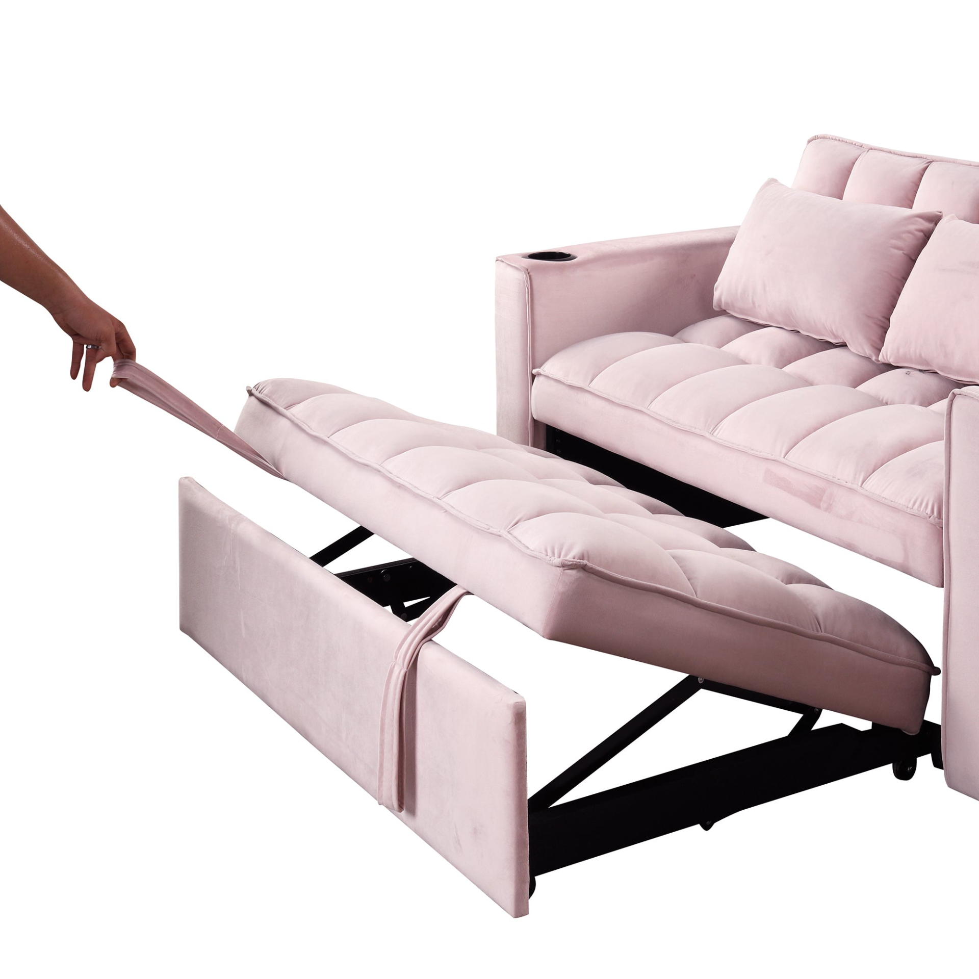 55.3" 4-1 Multi-functional Sofa Bed with Cup Holder and USB Port - Pink Sensual Secret Boutique