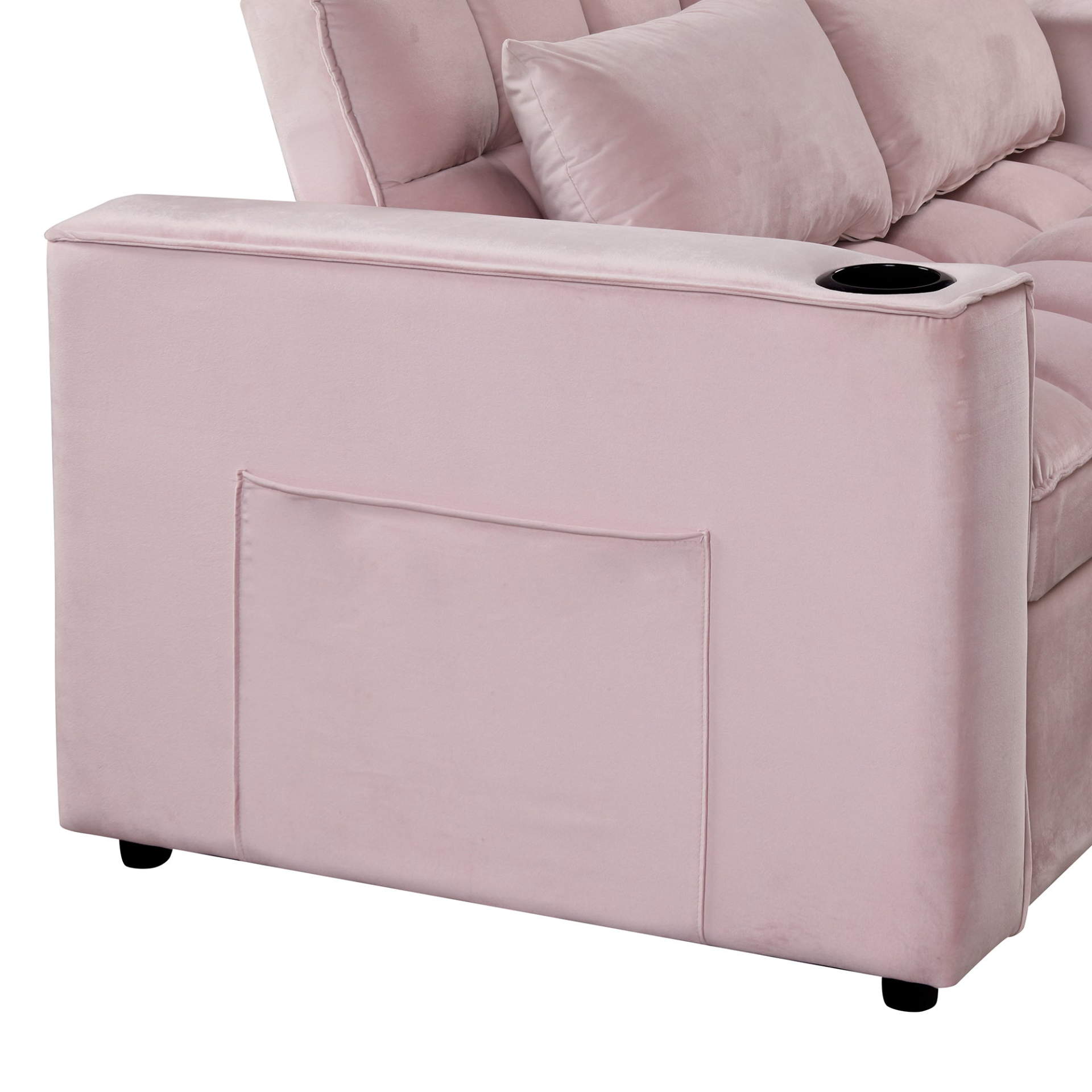 55.3" 4-1 Multi-functional Sofa Bed with Cup Holder and USB Port - Pink Sensual Secret Boutique