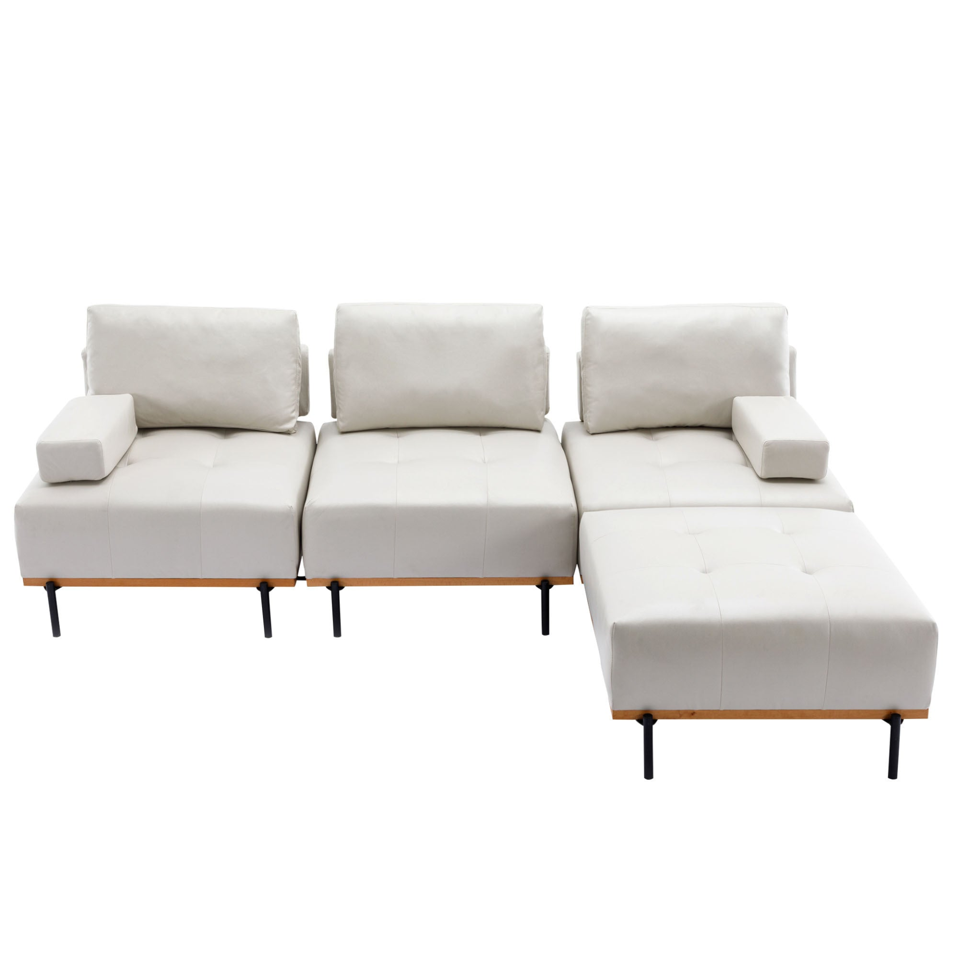 100.7'' L-Shape Sectional Sofa with Removable Ottoman - Comfortable Fabric, Beige Sensual Secret Boutique