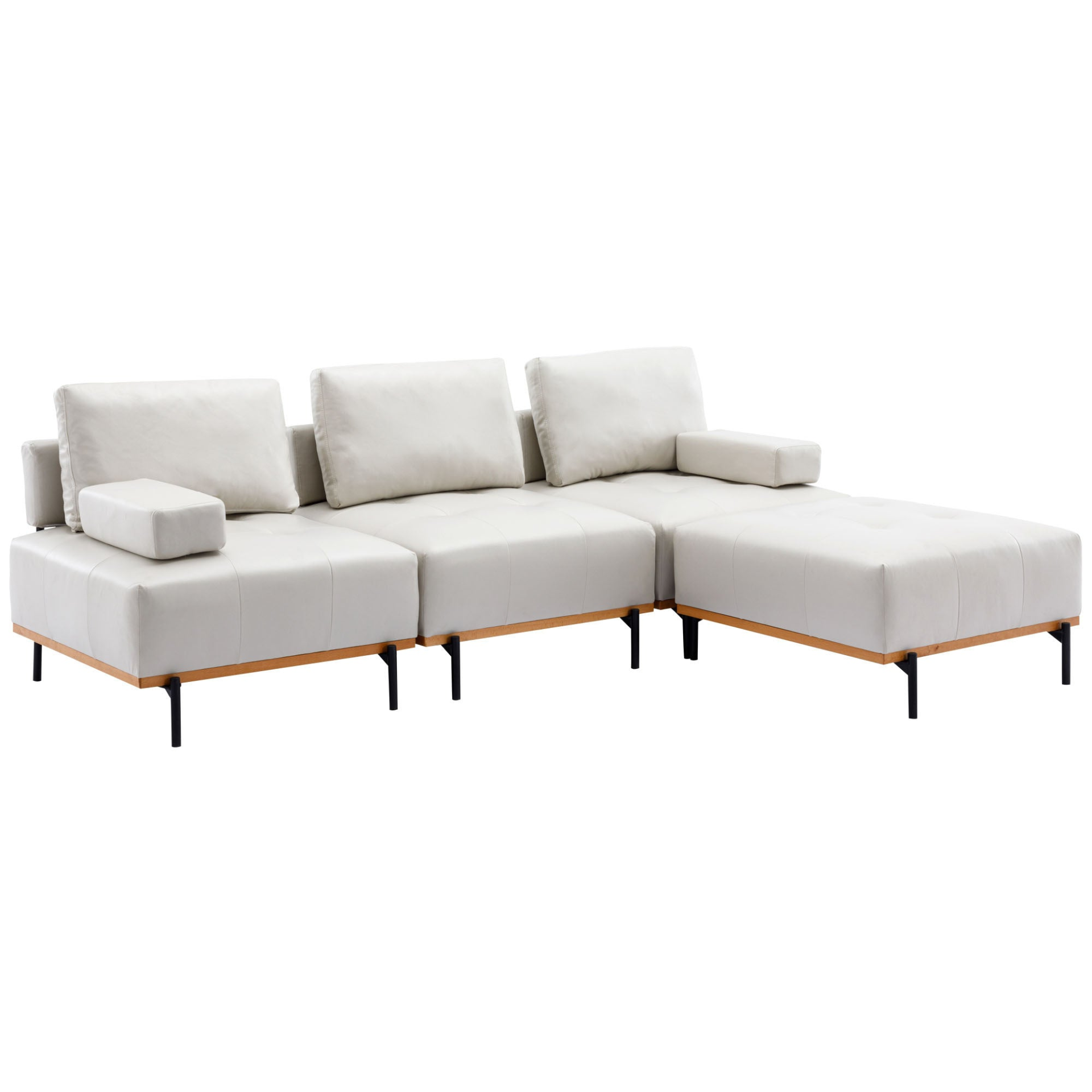 100.7'' L-Shape Sectional Sofa with Removable Ottoman - Comfortable Fabric, Beige Sensual Secret Boutique