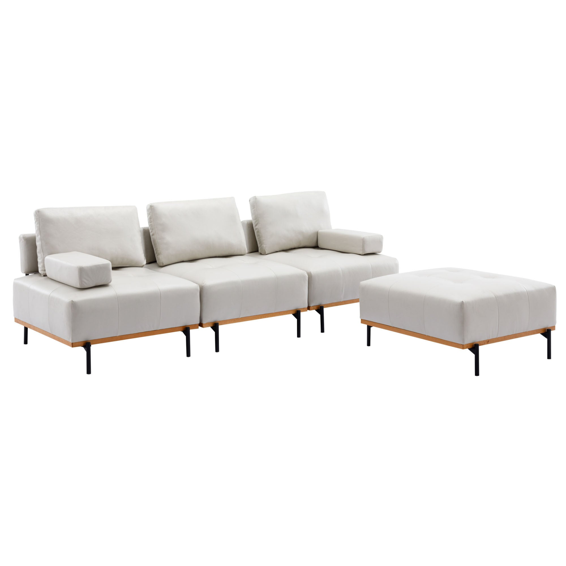 100.7'' L-Shape Sectional Sofa with Removable Ottoman - Comfortable Fabric, Beige Sensual Secret Boutique