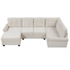 Modern U-Shaped Corner Sectional Sofa Upholstered Linen Fabric Couch - Beige Sensual Secret Boutique