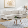 Modern U-Shaped Corner Sectional Sofa Upholstered Linen Fabric Couch - Beige Sensual Secret Boutique