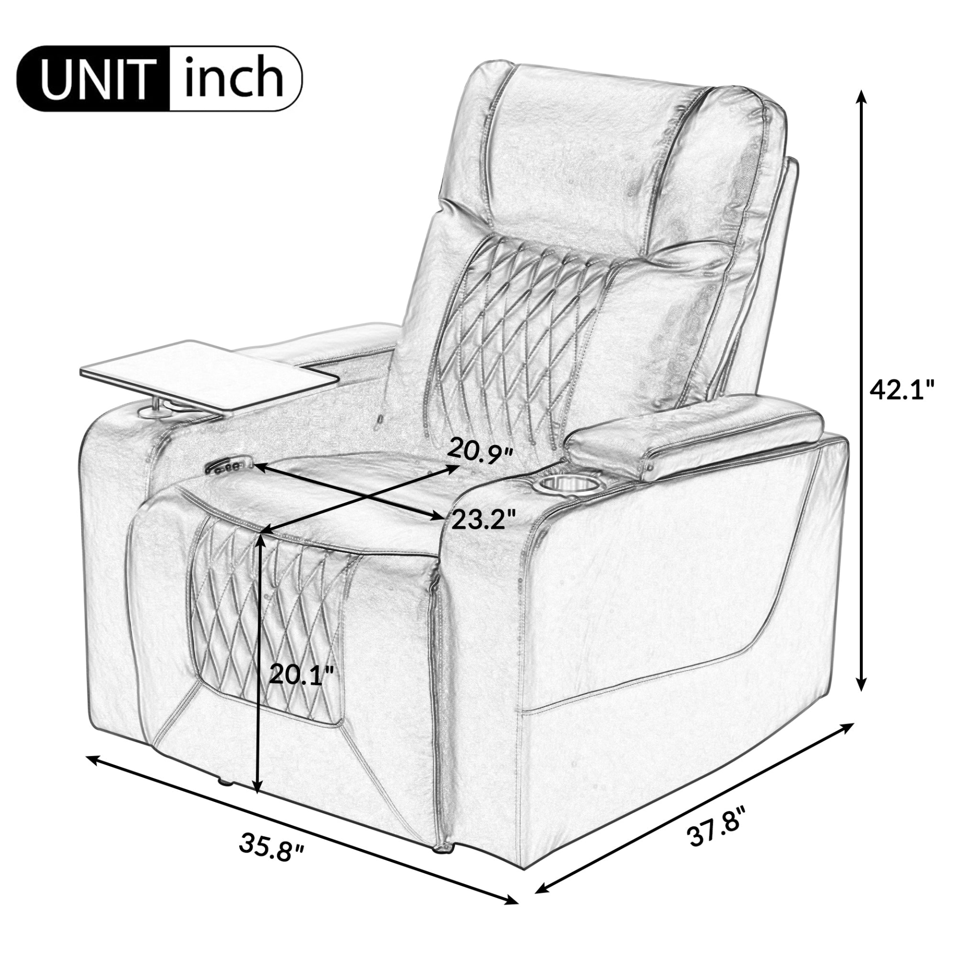 Power Motion Recliner with USB Charging Port and Hidden Arm Storage, Brown Sensual Secret Boutique