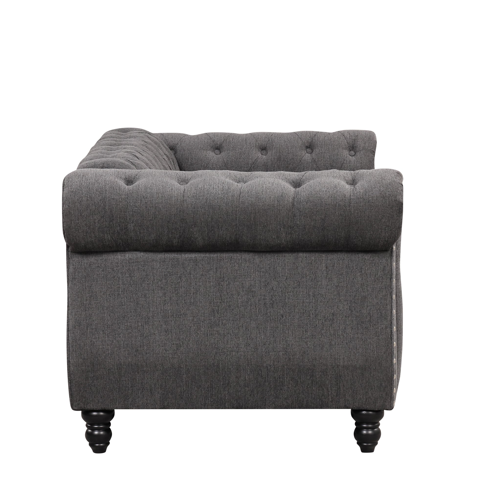 60" Modern Sofa Dutch Plush Upholstered Sofa, Solid Wood Legs, Buttoned Tufted Backrest, Gray Sensual Secret Boutique