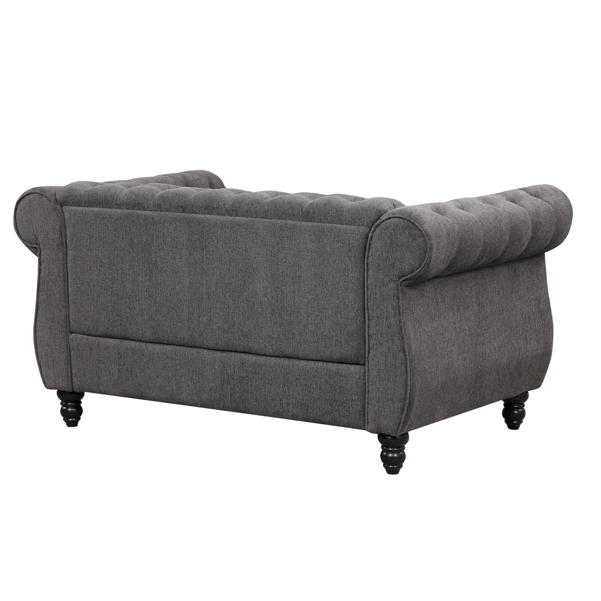 60" Modern Sofa Dutch Plush Upholstered Sofa, Solid Wood Legs, Buttoned Tufted Backrest, Gray Sensual Secret Boutique