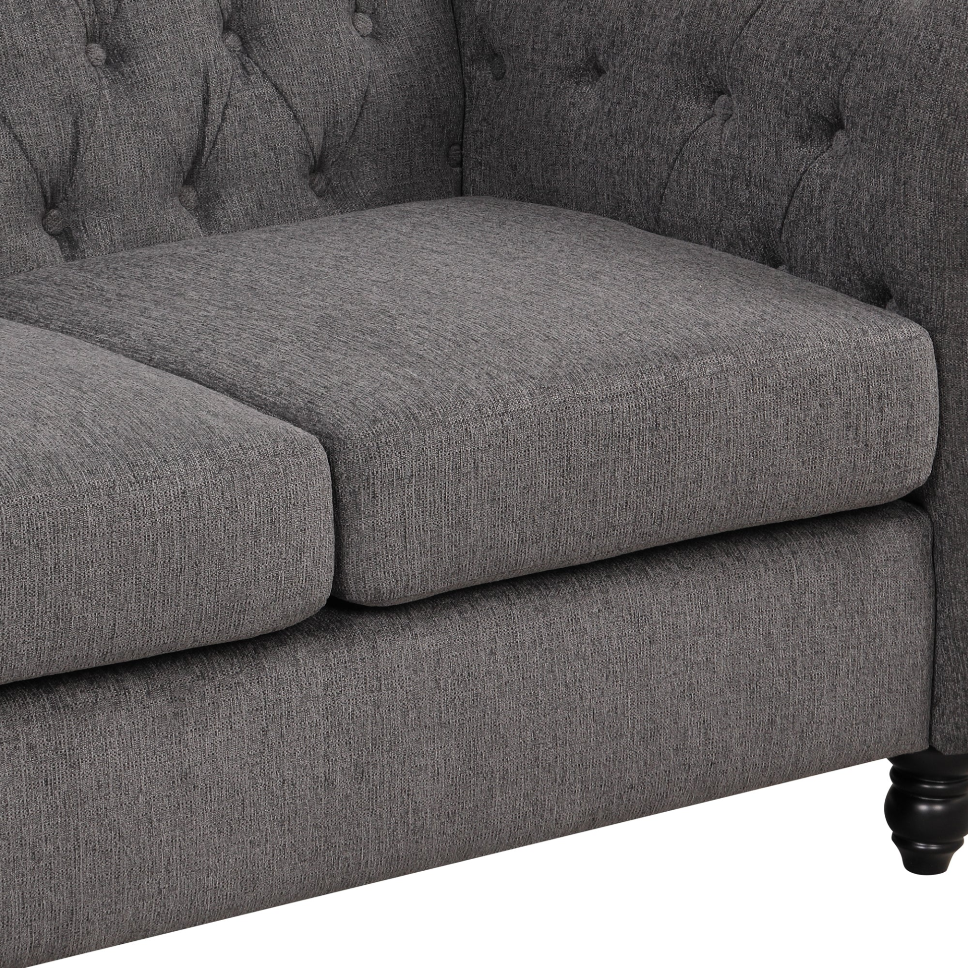 60" Modern Sofa Dutch Plush Upholstered Sofa, Solid Wood Legs, Buttoned Tufted Backrest, Gray Sensual Secret Boutique