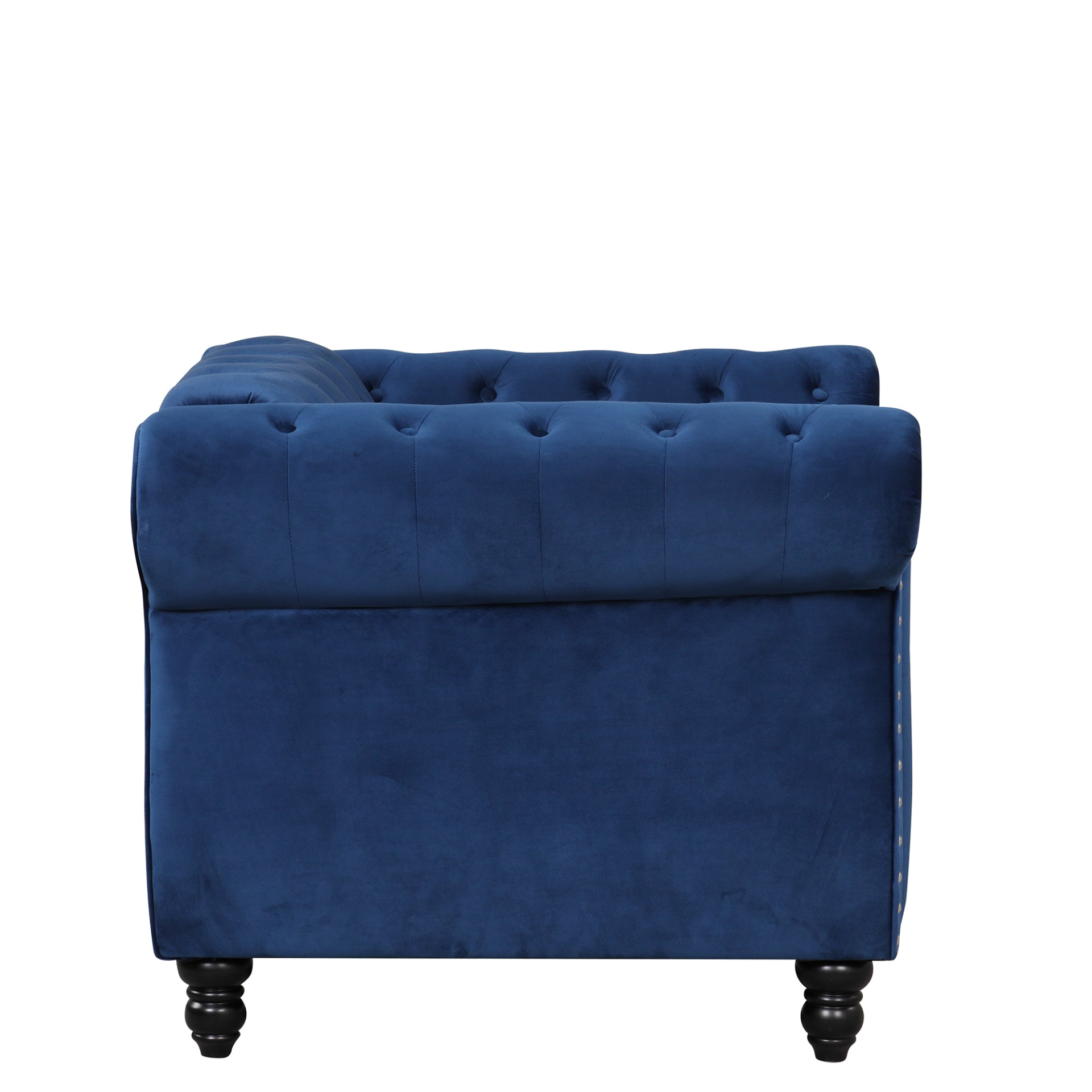 39" Modern Sofa Dutch Plush Upholstered Sofa, Solid Wood Legs, Buttoned Tufted Backrest, Blue Sensual Secret Boutique