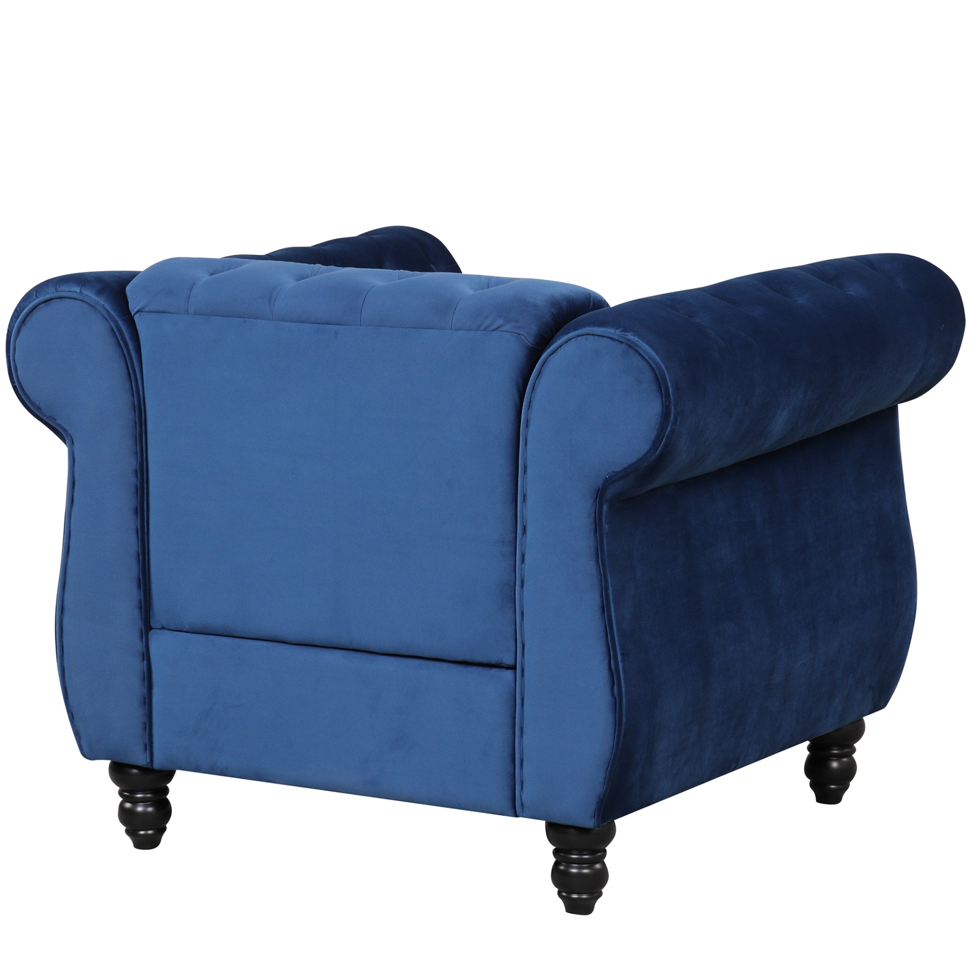 39" Modern Sofa Dutch Plush Upholstered Sofa, Solid Wood Legs, Buttoned Tufted Backrest, Blue Sensual Secret Boutique