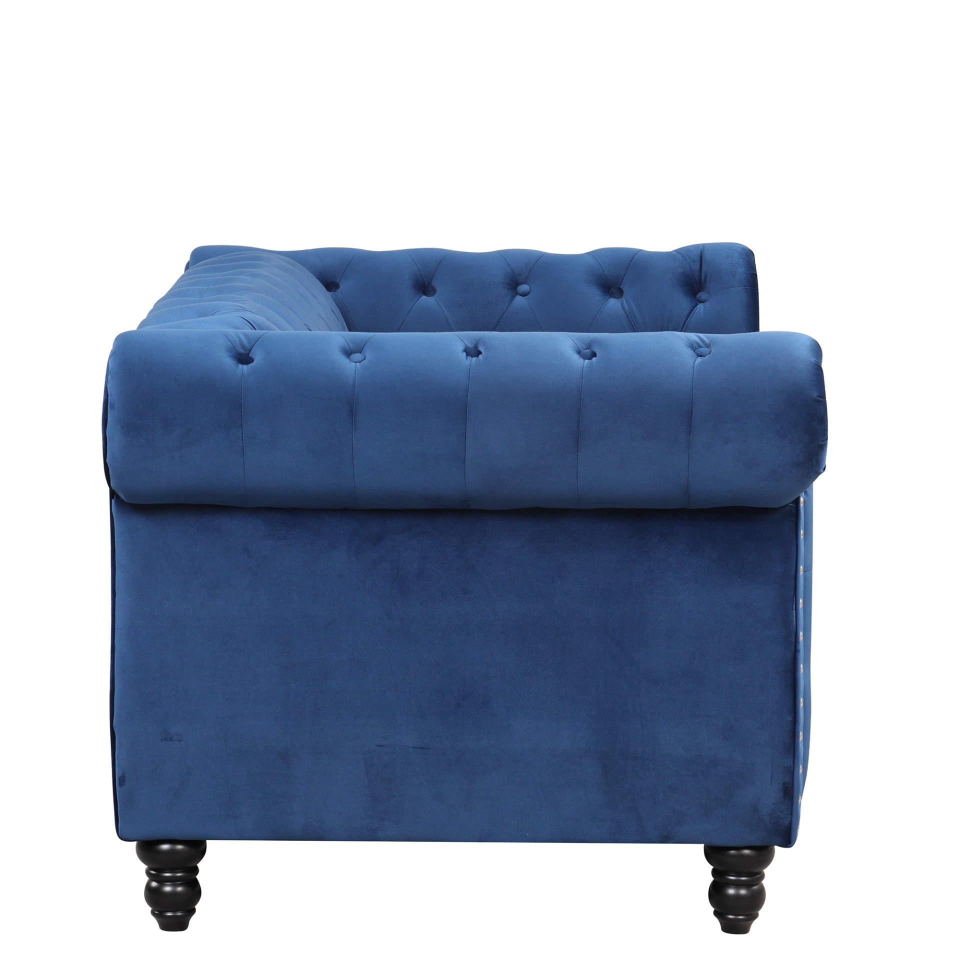 60" Modern Sofa Dutch Plush Upholstered Sofa, Solid Wood Legs, Buttoned Tufted Backrest, Blue Sensual Secret Boutique