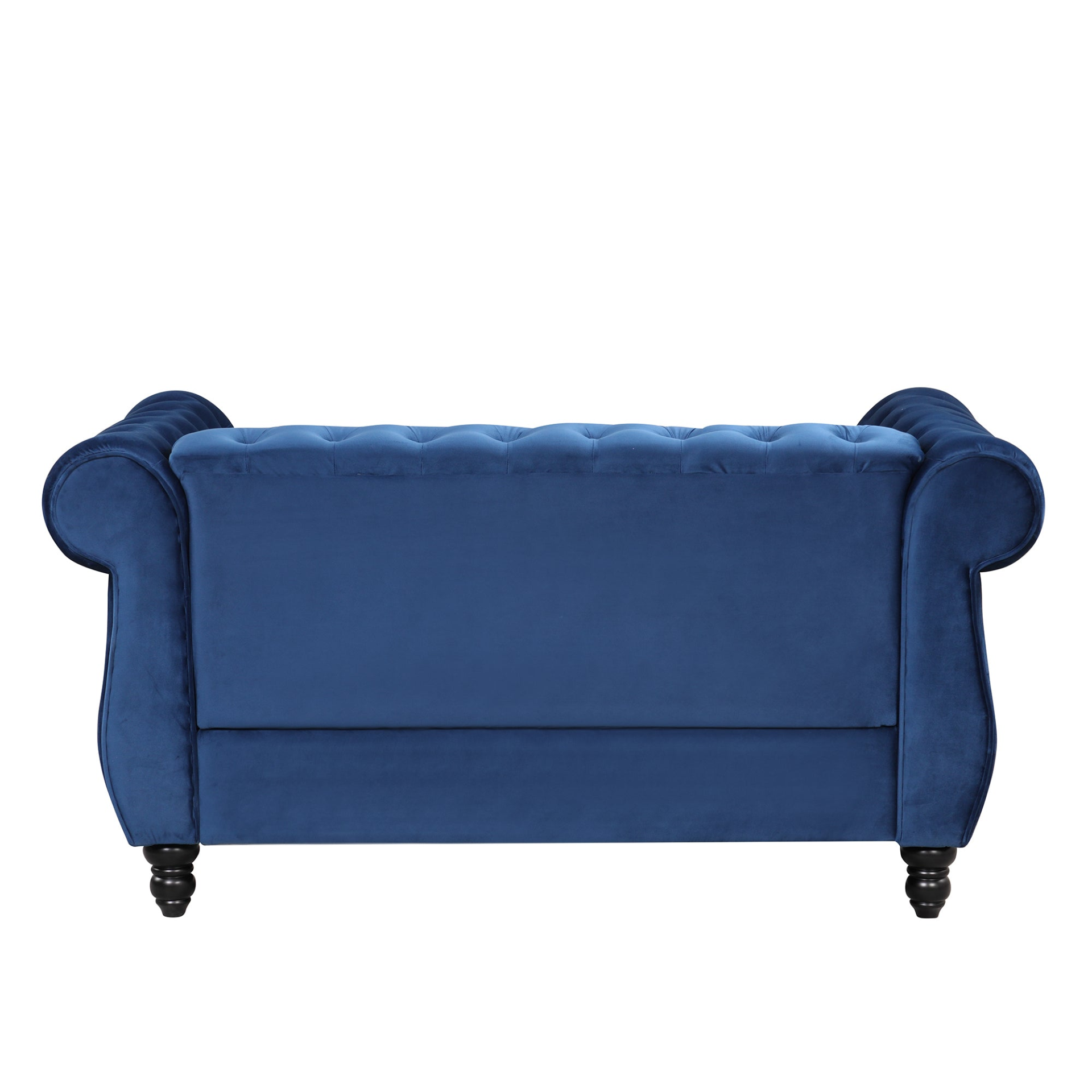 60" Modern Sofa Dutch Plush Upholstered Sofa, Solid Wood Legs, Buttoned Tufted Backrest, Blue Sensual Secret Boutique