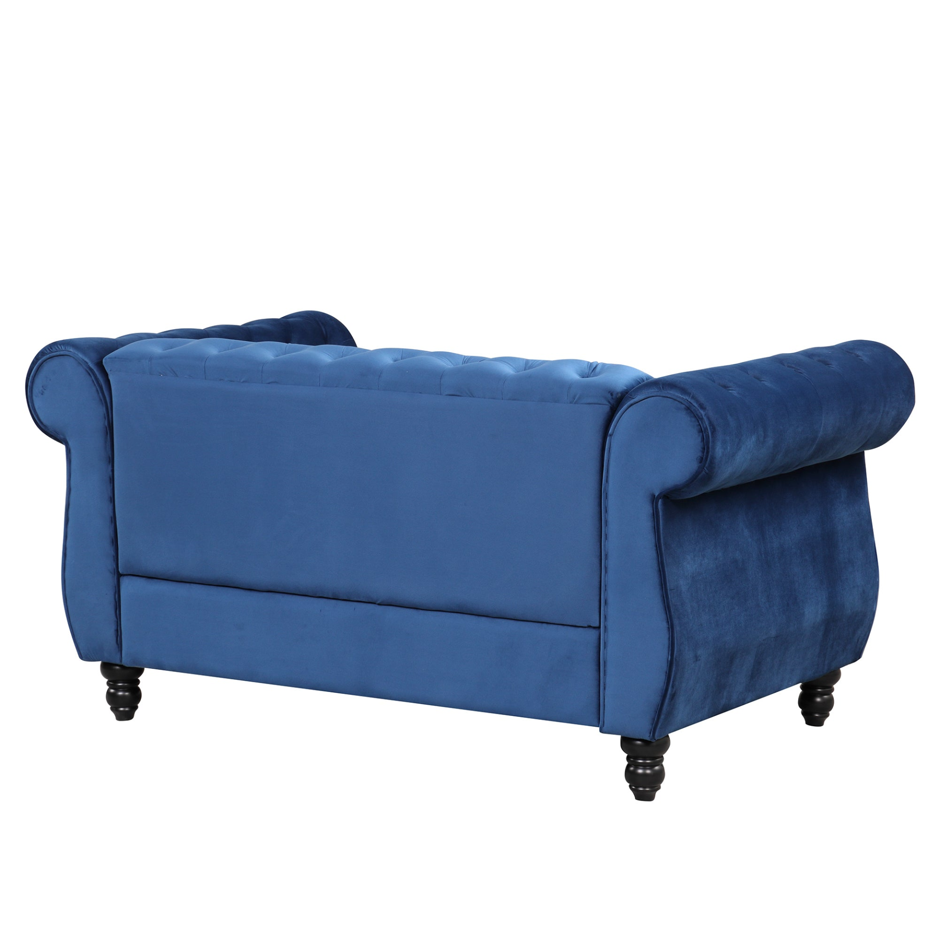 60" Modern Sofa Dutch Plush Upholstered Sofa, Solid Wood Legs, Buttoned Tufted Backrest, Blue Sensual Secret Boutique