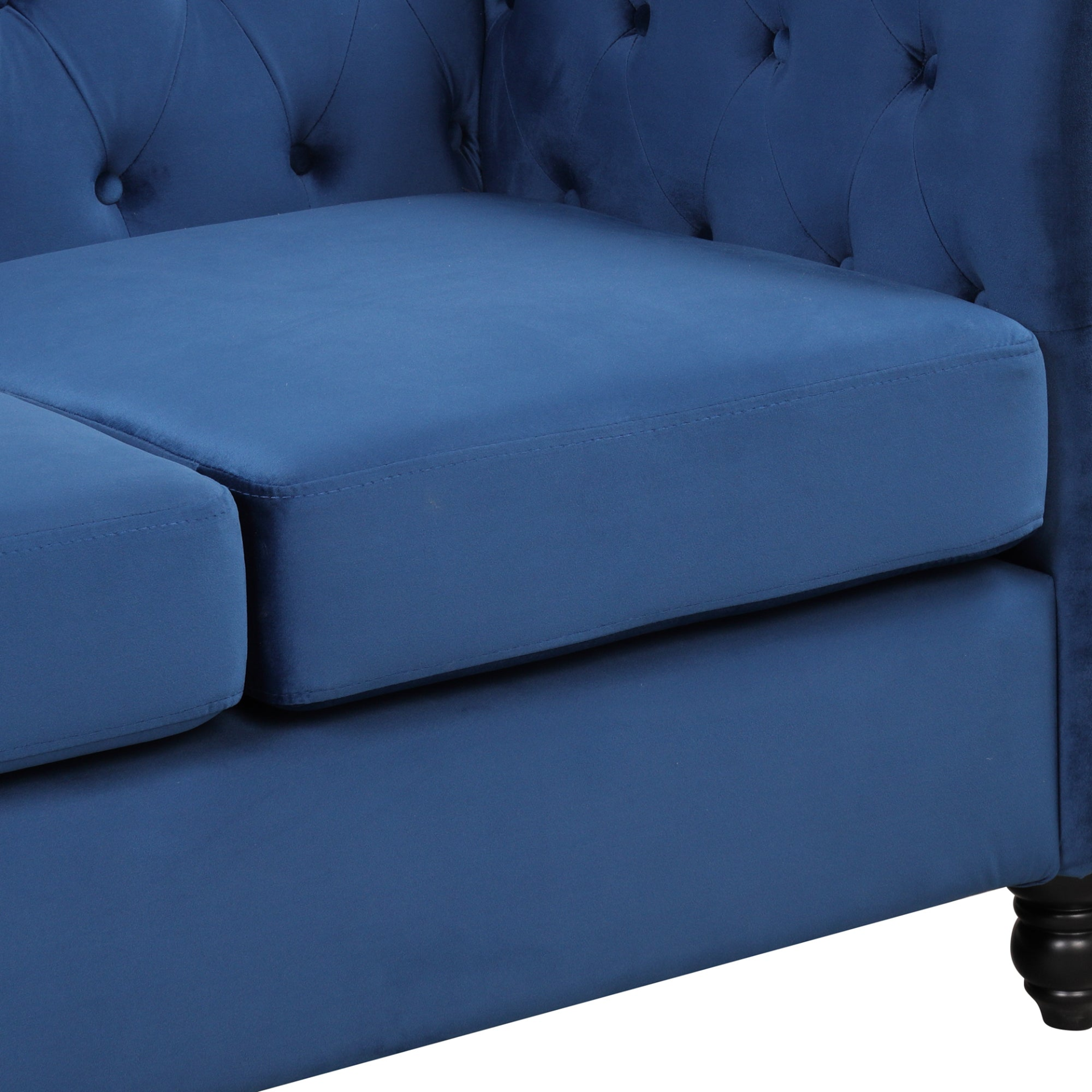 60" Modern Sofa Dutch Plush Upholstered Sofa, Solid Wood Legs, Buttoned Tufted Backrest, Blue Sensual Secret Boutique