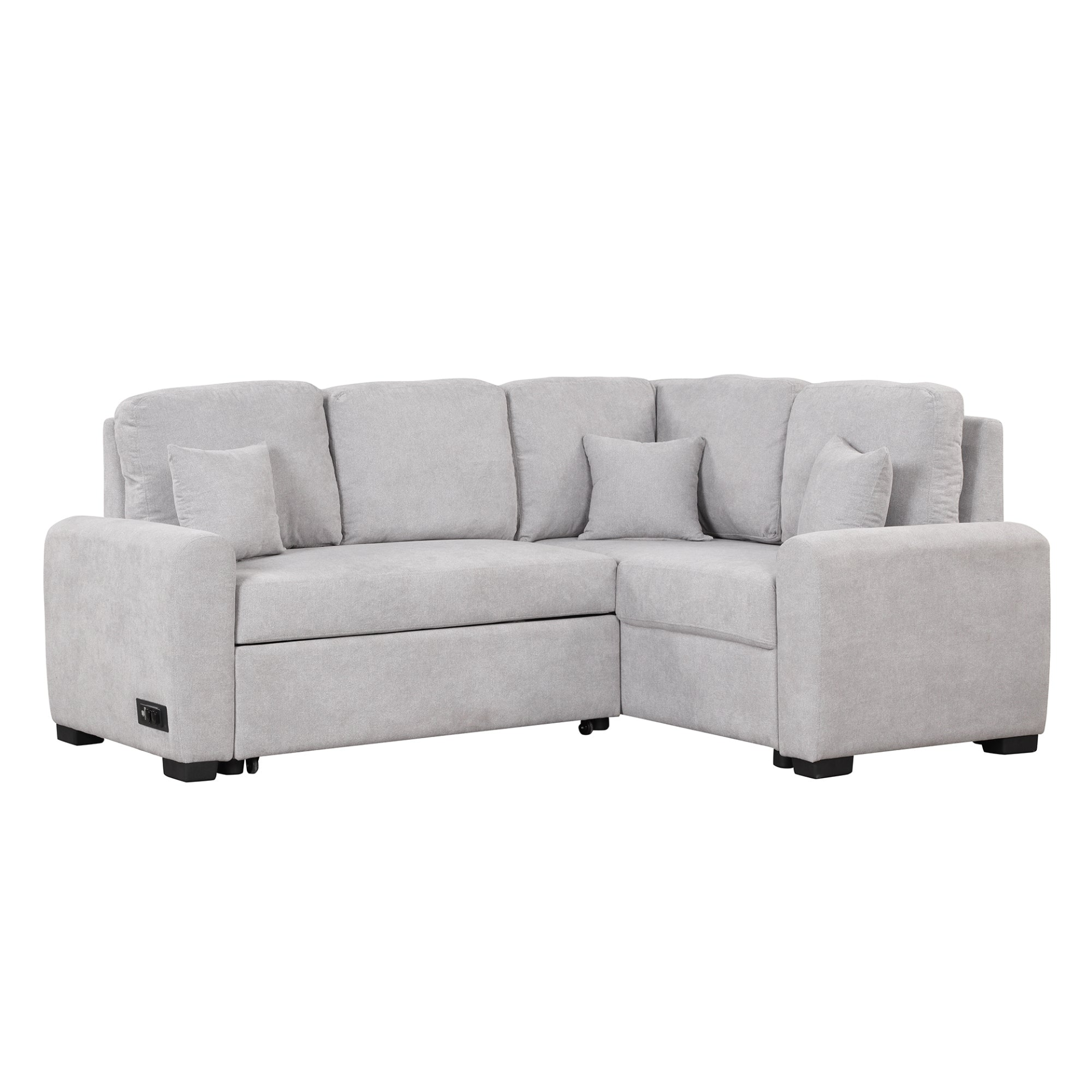 87.4" Sectional Sleeper Sofa with USB Charging Port and Plug Outlet Sensual Secret Boutique