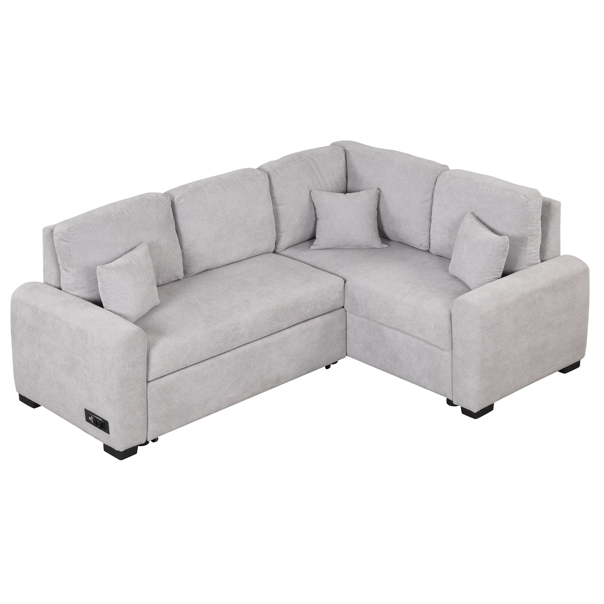 87.4" Sectional Sleeper Sofa with USB Charging Port and Plug Outlet Sensual Secret Boutique