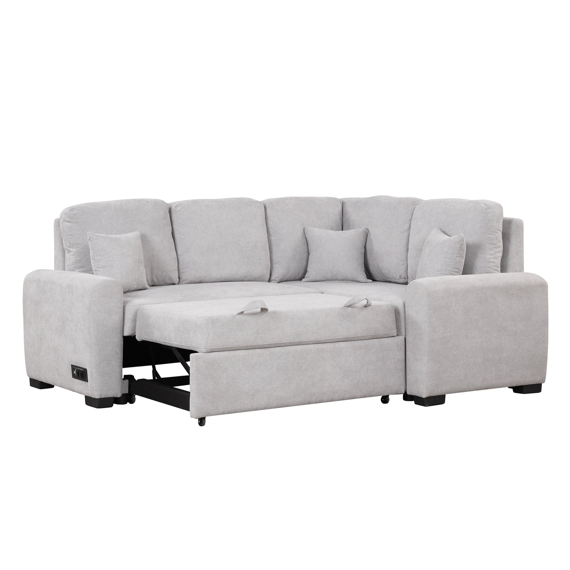 87.4" Sectional Sleeper Sofa with USB Charging Port and Plug Outlet Sensual Secret Boutique