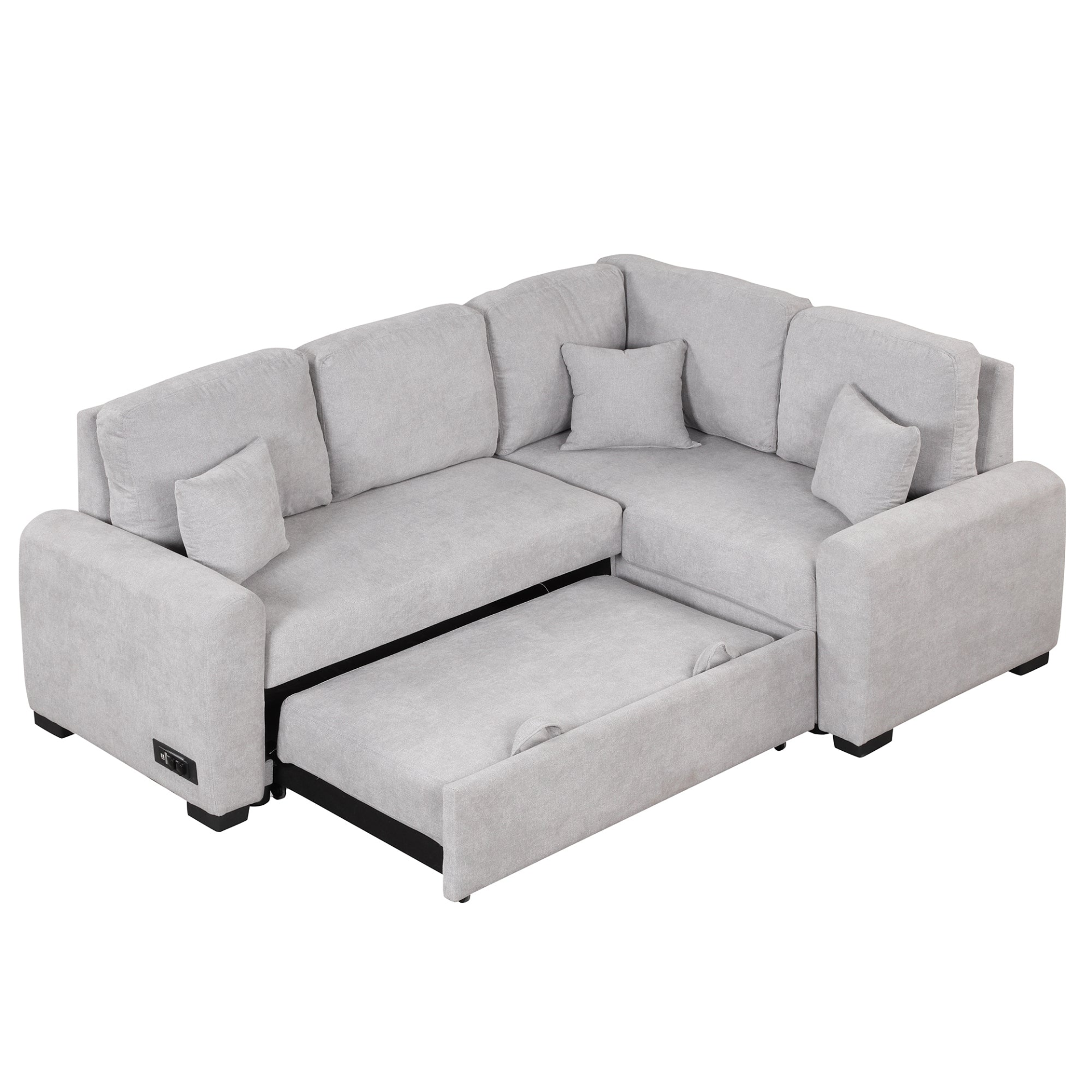 87.4" Sectional Sleeper Sofa with USB Charging Port and Plug Outlet Sensual Secret Boutique