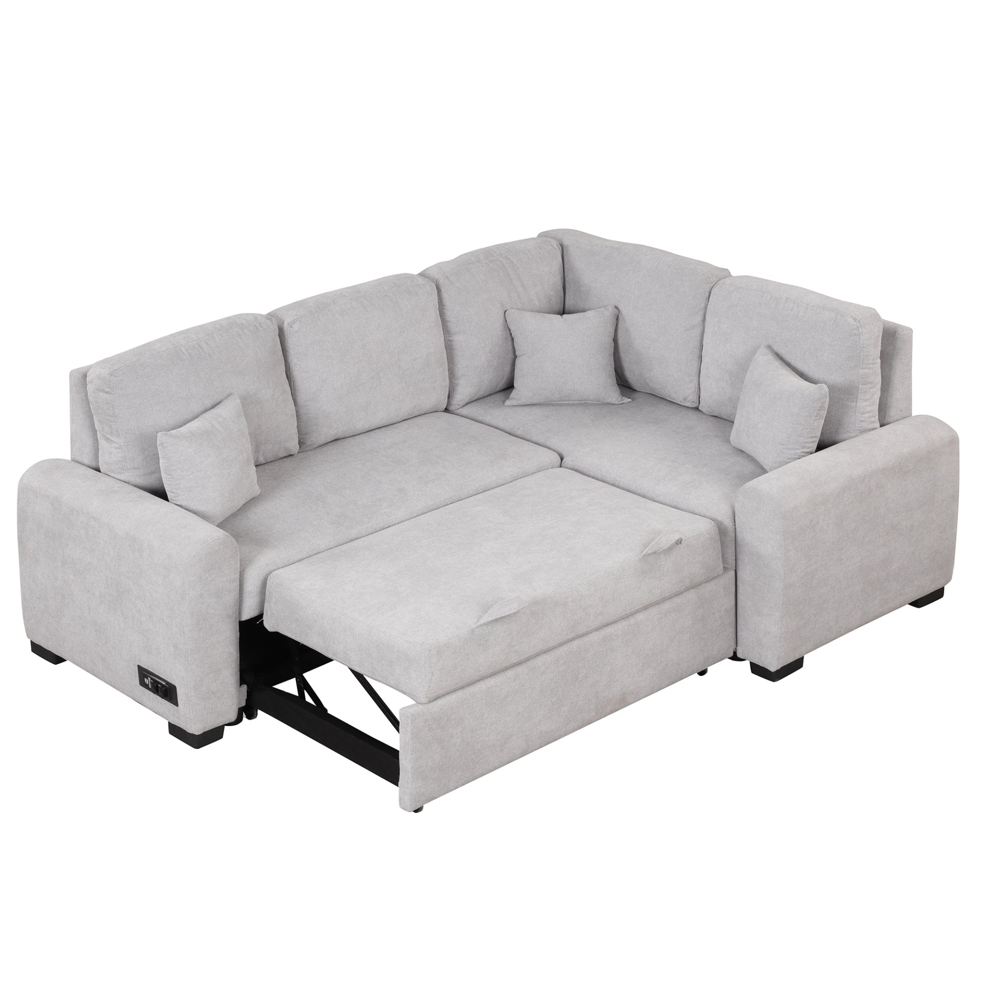 87.4" Sectional Sleeper Sofa with USB Charging Port and Plug Outlet Sensual Secret Boutique