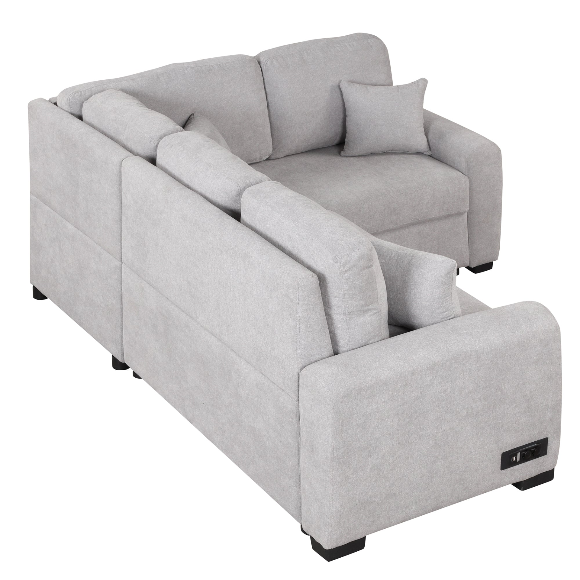 87.4" Sectional Sleeper Sofa with USB Charging Port and Plug Outlet Sensual Secret Boutique