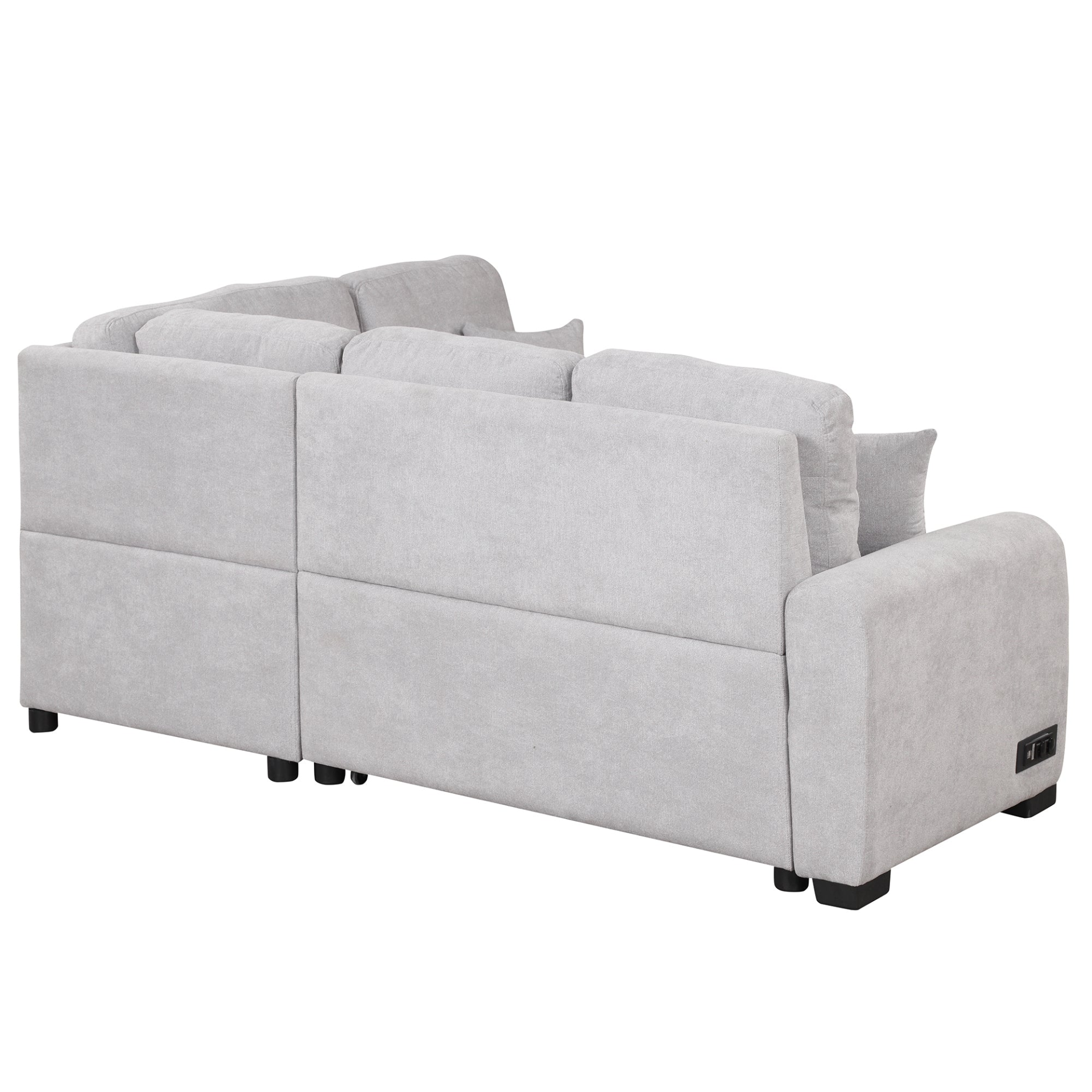 87.4" Sectional Sleeper Sofa with USB Charging Port and Plug Outlet Sensual Secret Boutique