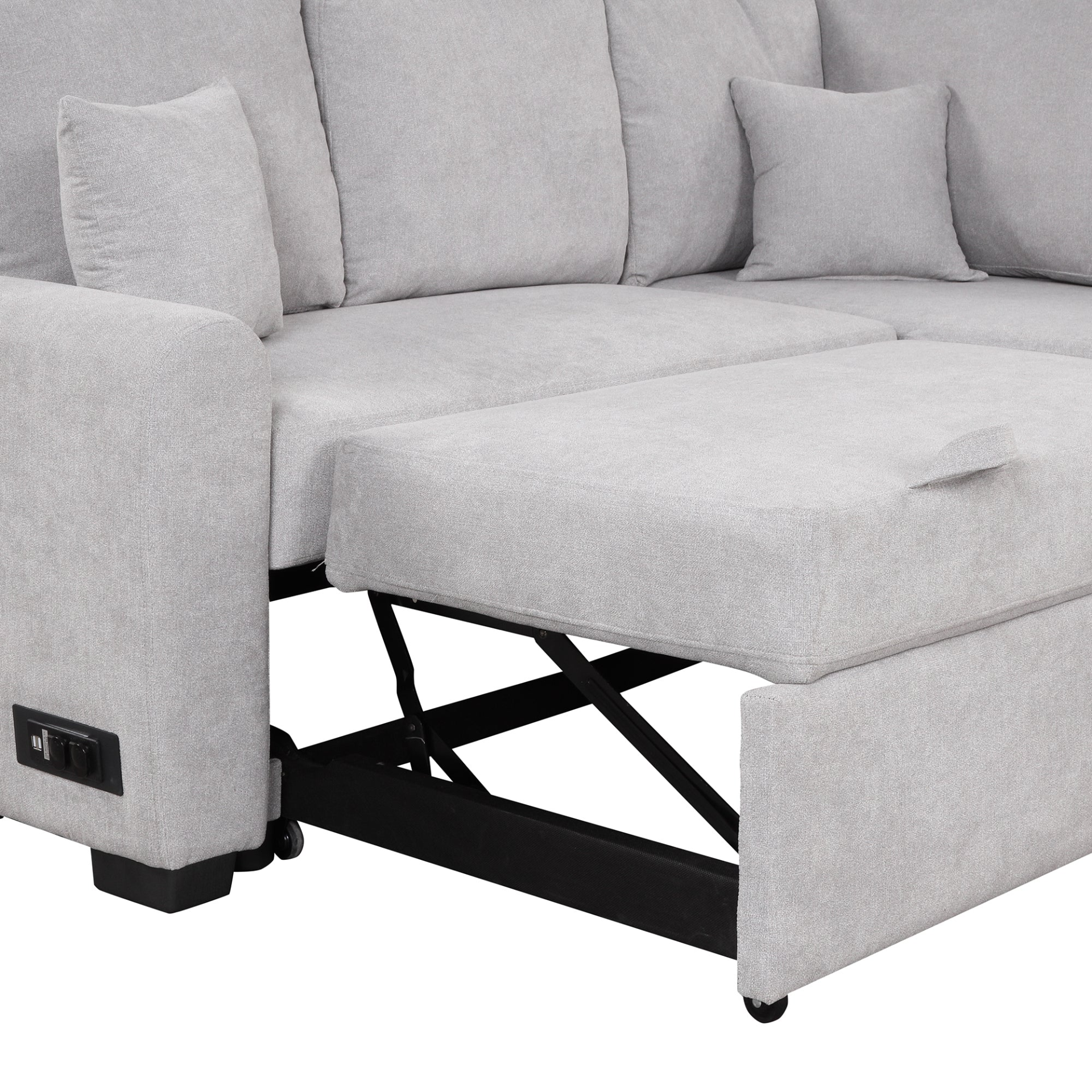 87.4" Sectional Sleeper Sofa with USB Charging Port and Plug Outlet Sensual Secret Boutique