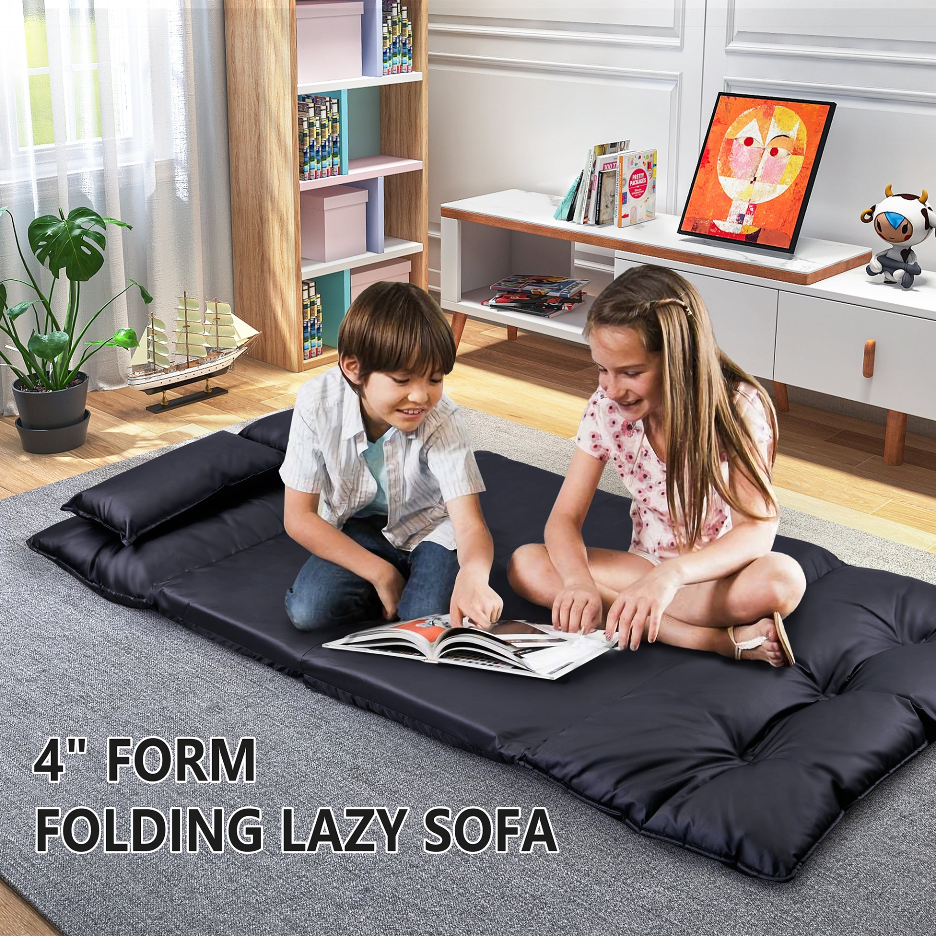 Lazy Sofa Adjustable Folding Futon Sofa Video Gaming Sofa with Two Pillows Sensual Secret Boutique