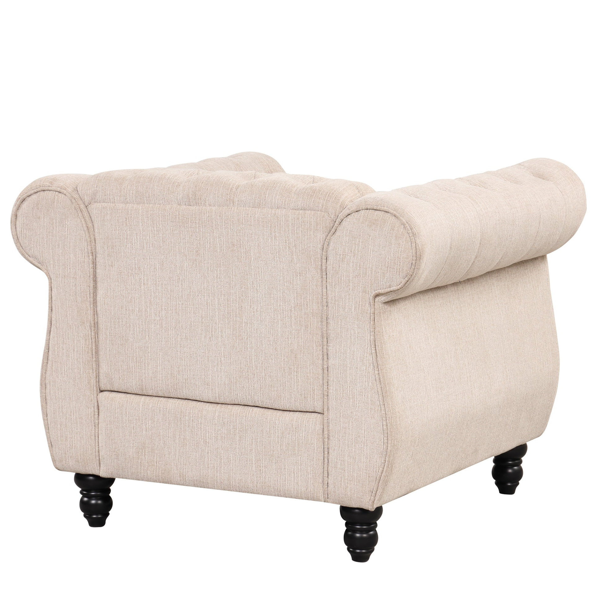 39" Modern Sofa Dutch Plush Upholstered Sofa, Solid Wood Legs, Buttoned Tufted Backrest, Beige Sensual Secret Boutique