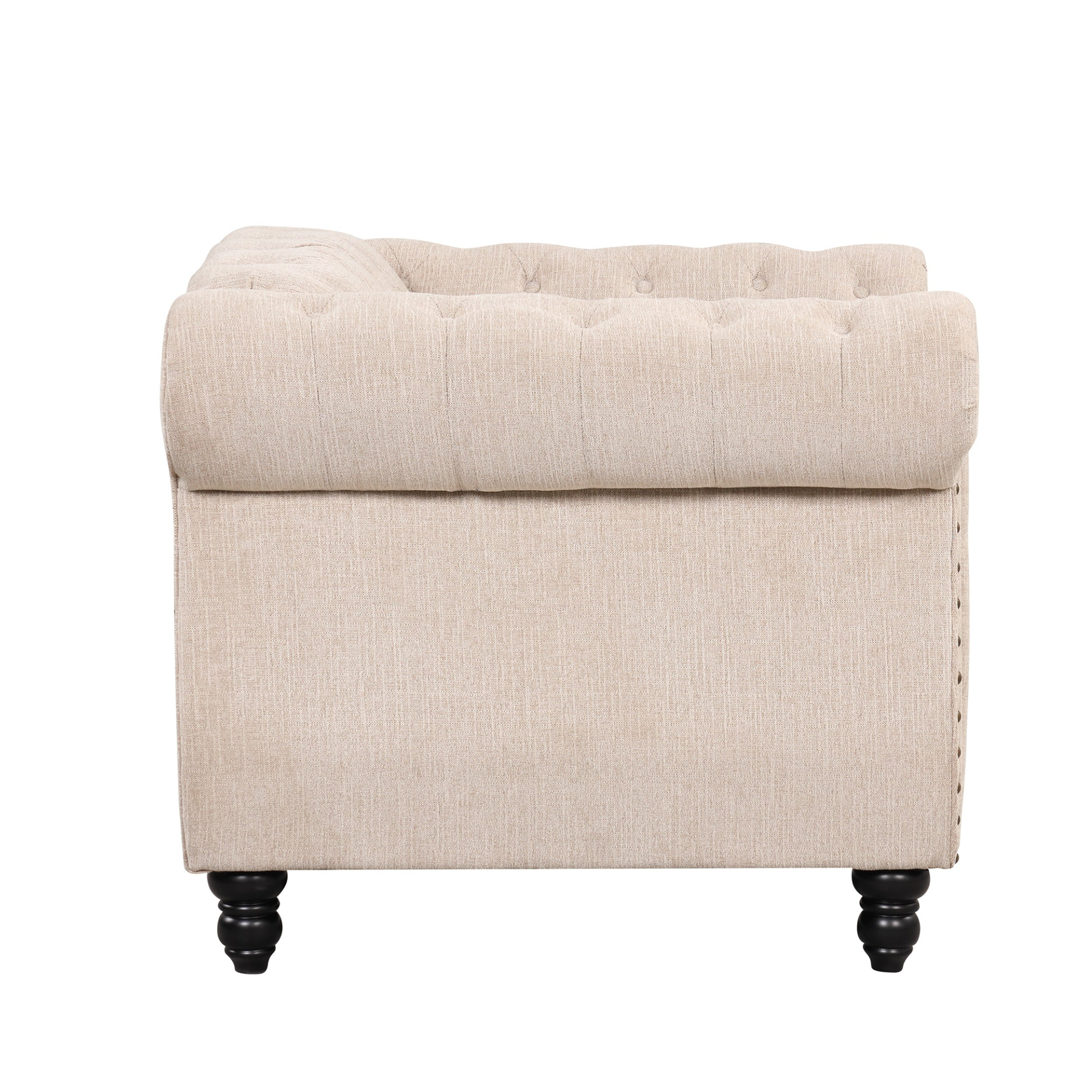 39" Modern Sofa Dutch Plush Upholstered Sofa, Solid Wood Legs, Buttoned Tufted Backrest, Beige Sensual Secret Boutique