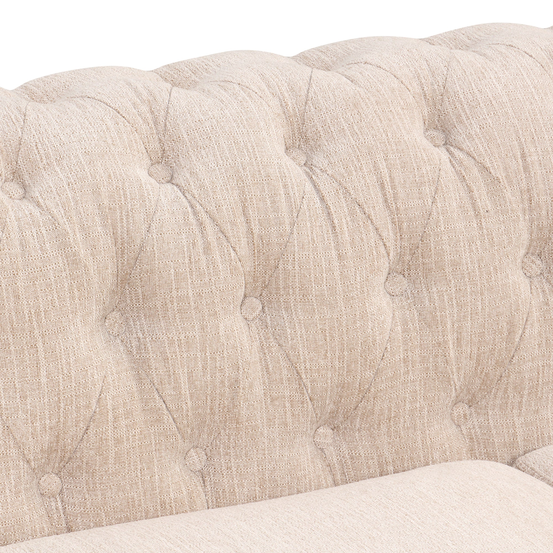 39" Modern Sofa Dutch Plush Upholstered Sofa, Solid Wood Legs, Buttoned Tufted Backrest, Beige Sensual Secret Boutique