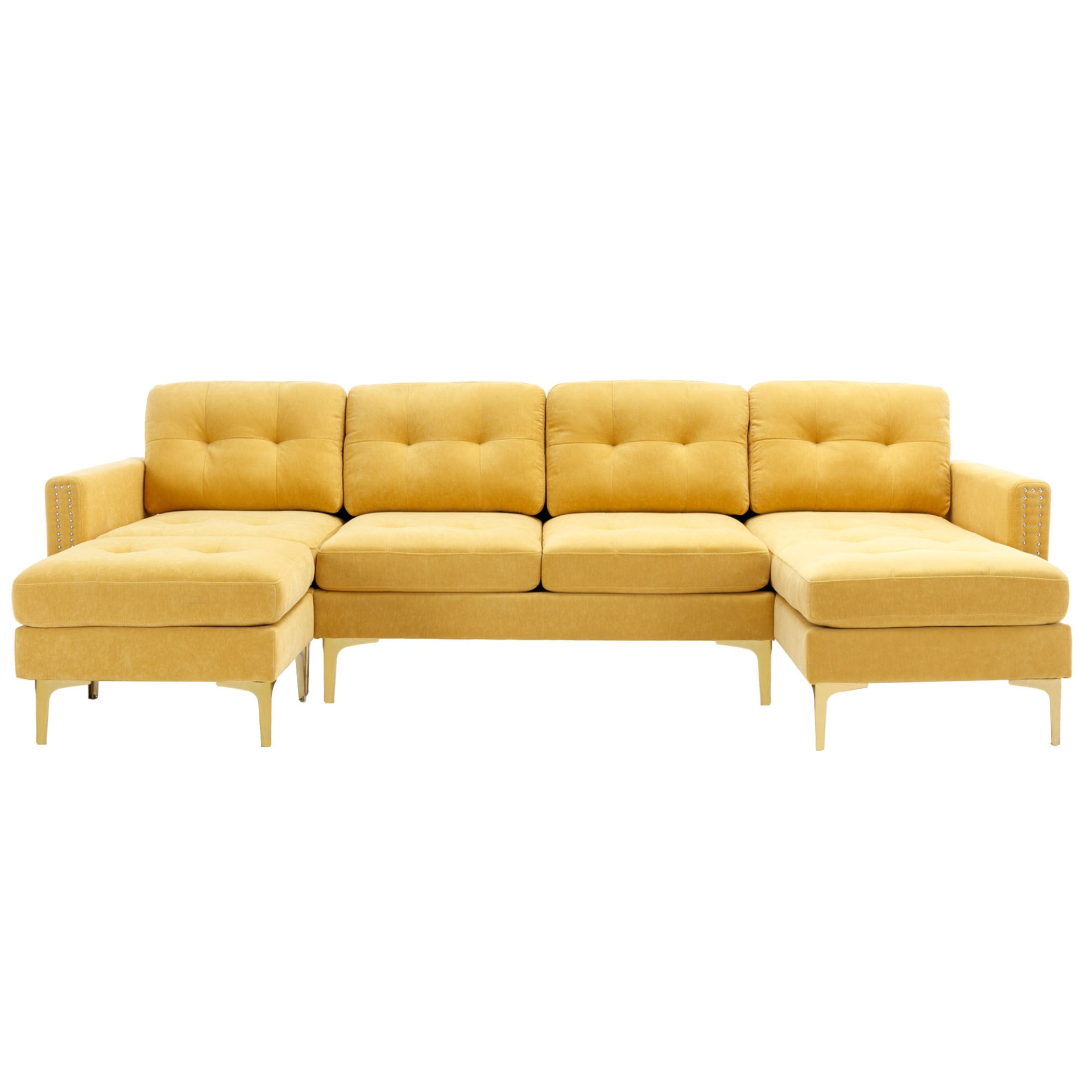 110" L-Shape Convertible Sectional Sofa Couch with Movable Ottoman, Yellow - Elegant and Comfortable | YourStore Sensual Secret Boutique