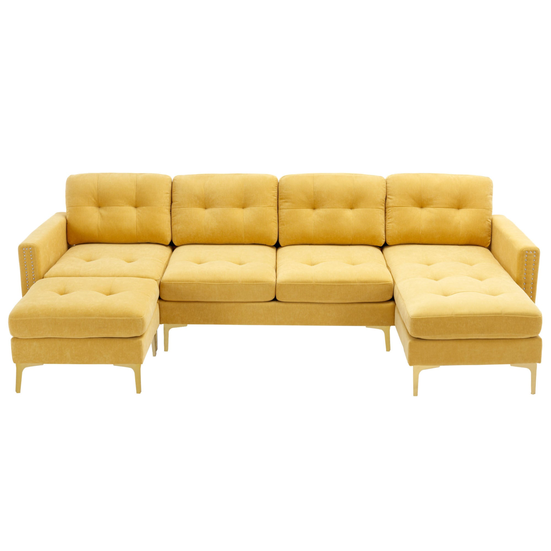 110" L-Shape Convertible Sectional Sofa Couch with Movable Ottoman, Yellow - Elegant and Comfortable | YourStore Sensual Secret Boutique