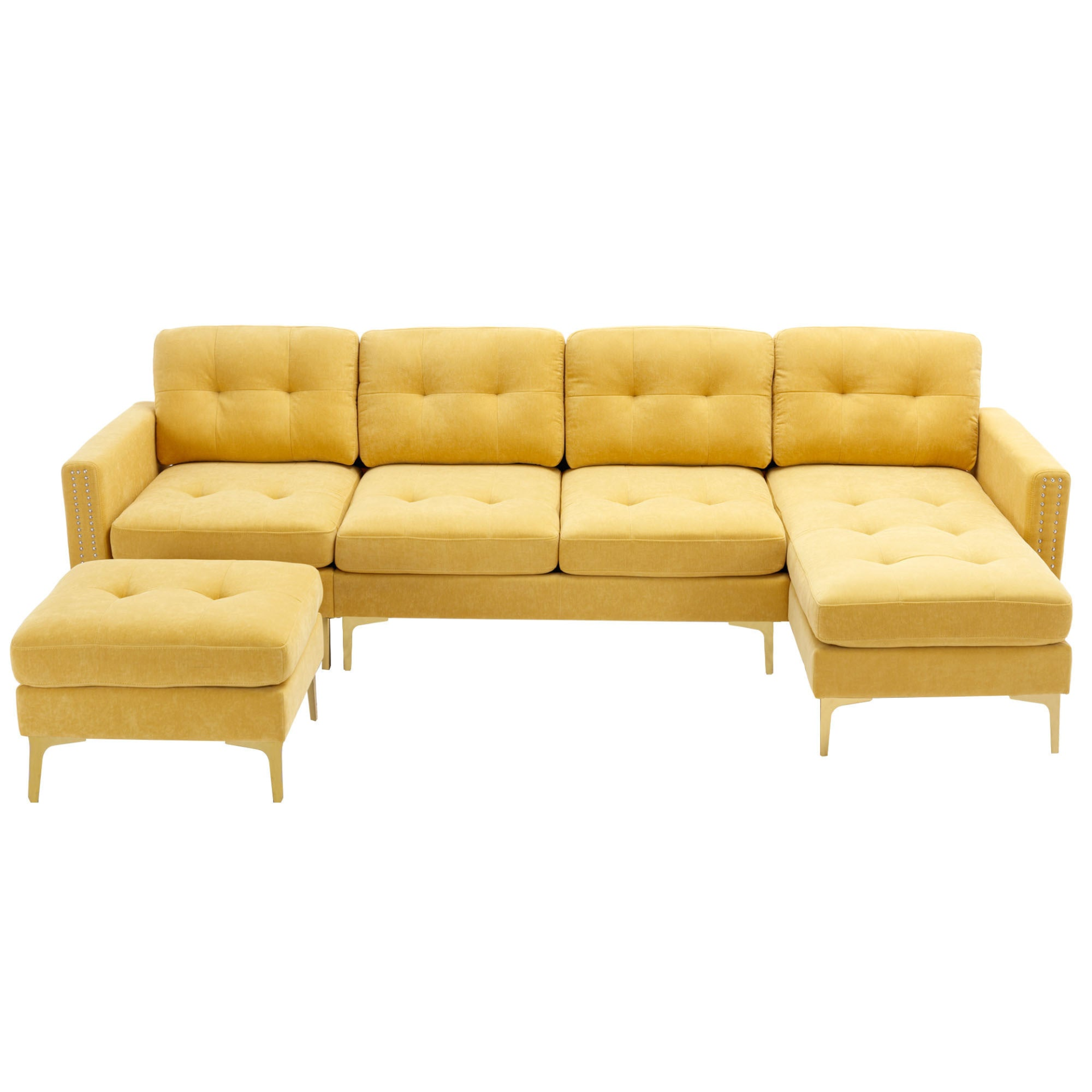 110" L-Shape Convertible Sectional Sofa Couch with Movable Ottoman, Yellow - Elegant and Comfortable | YourStore Sensual Secret Boutique