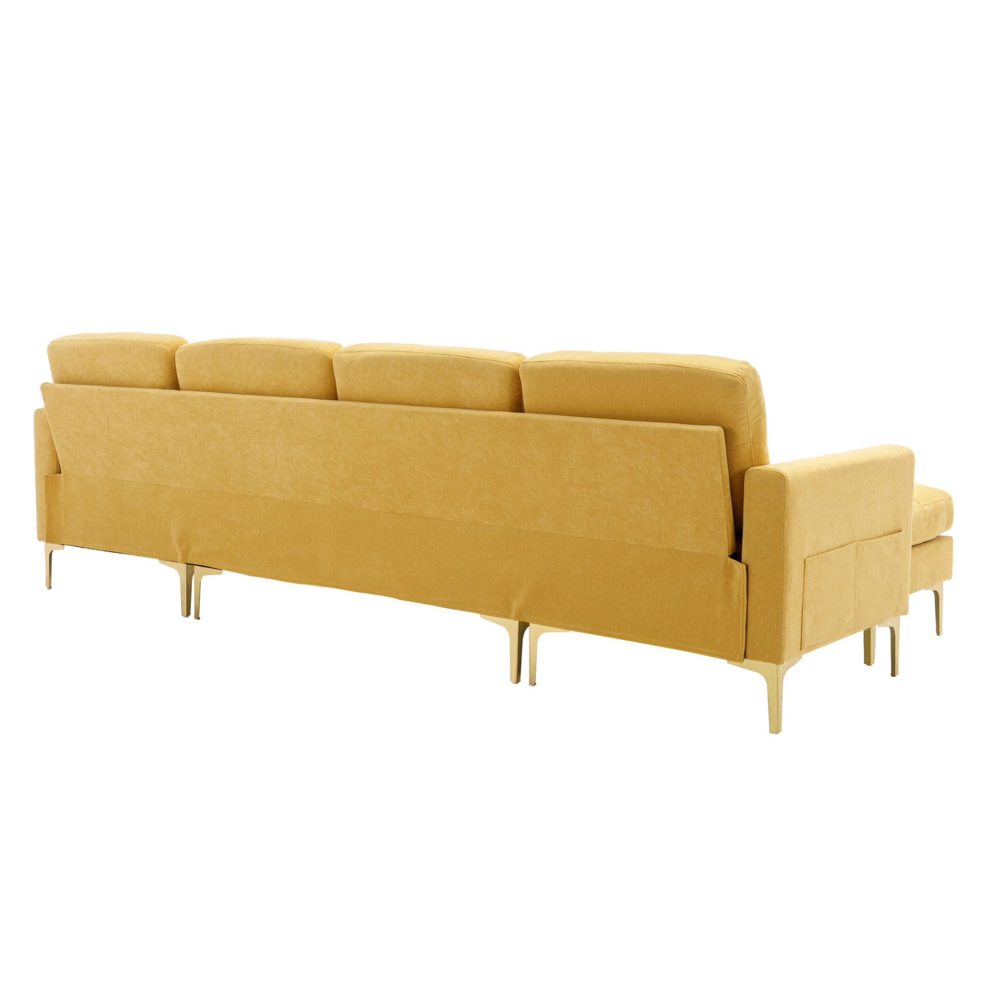 110" L-Shape Convertible Sectional Sofa Couch with Movable Ottoman, Yellow - Elegant and Comfortable | YourStore Sensual Secret Boutique