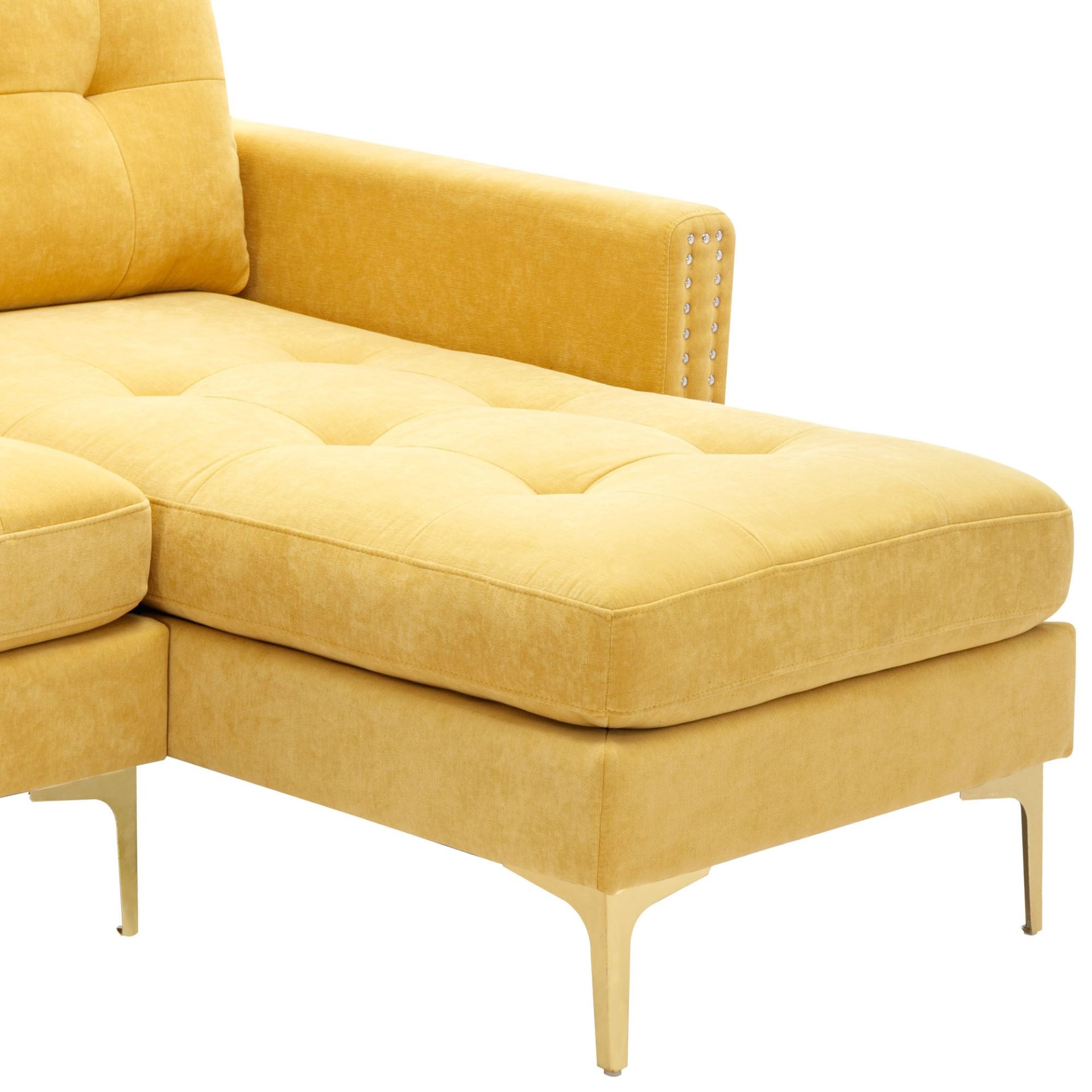 110" L-Shape Convertible Sectional Sofa Couch with Movable Ottoman, Yellow - Elegant and Comfortable | YourStore Sensual Secret Boutique