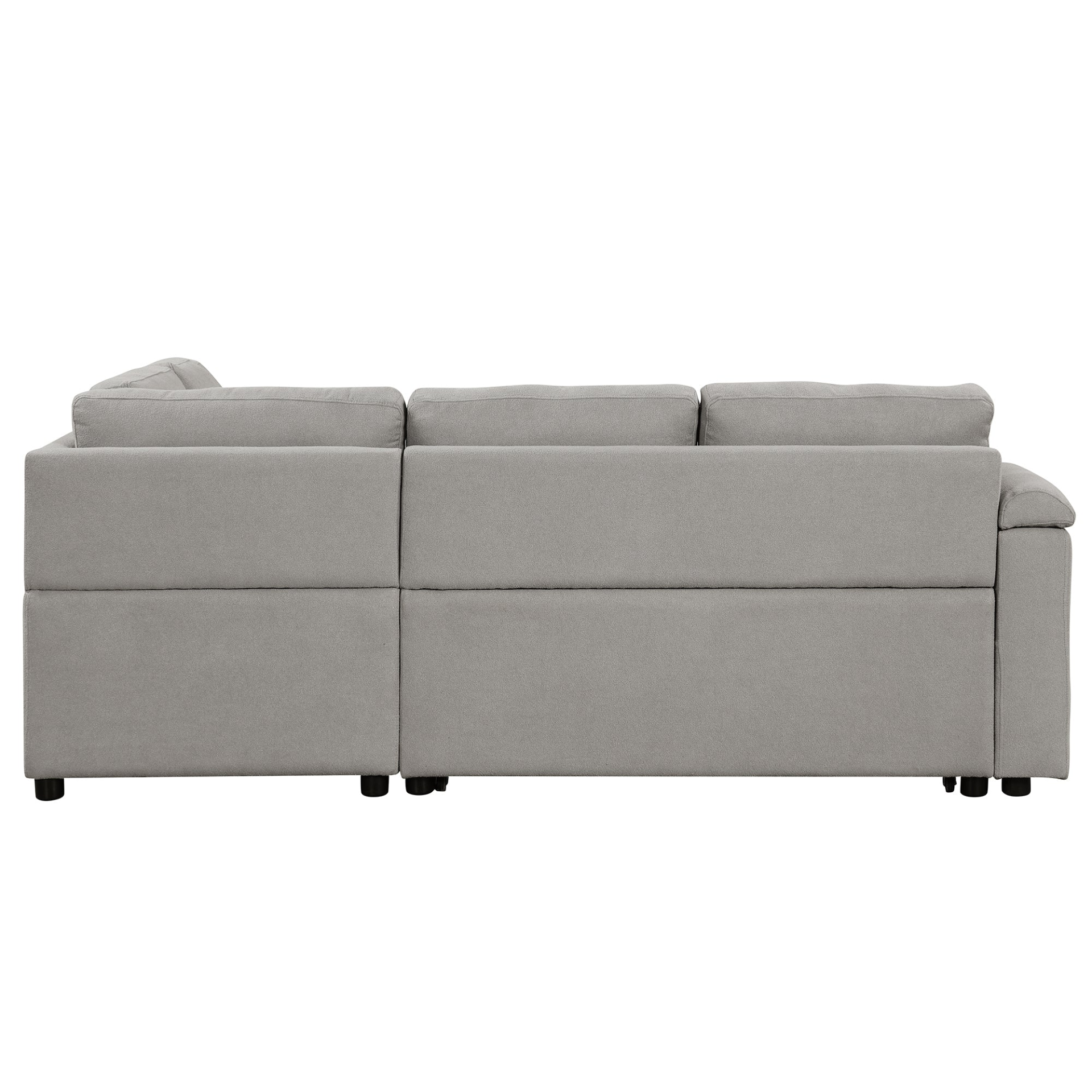 87.4" L-shape Sofa Bed Pull-out Sleeper Sofa with Wheels, USB Ports, Power Sockets for Living Room, Grey Sensual Secret Boutique