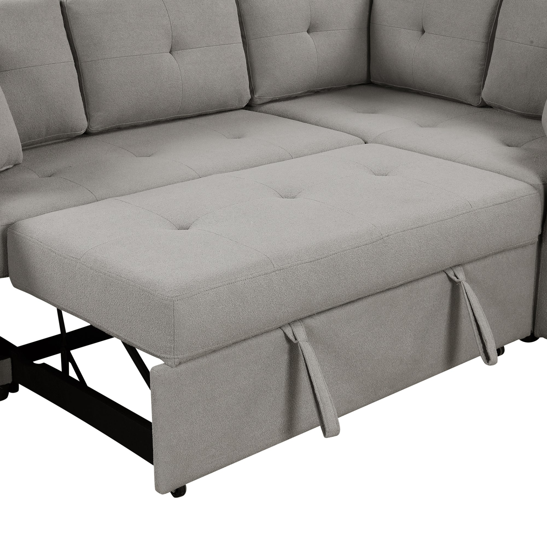 87.4" L-shape Sofa Bed Pull-out Sleeper Sofa with Wheels, USB Ports, Power Sockets for Living Room, Grey Sensual Secret Boutique