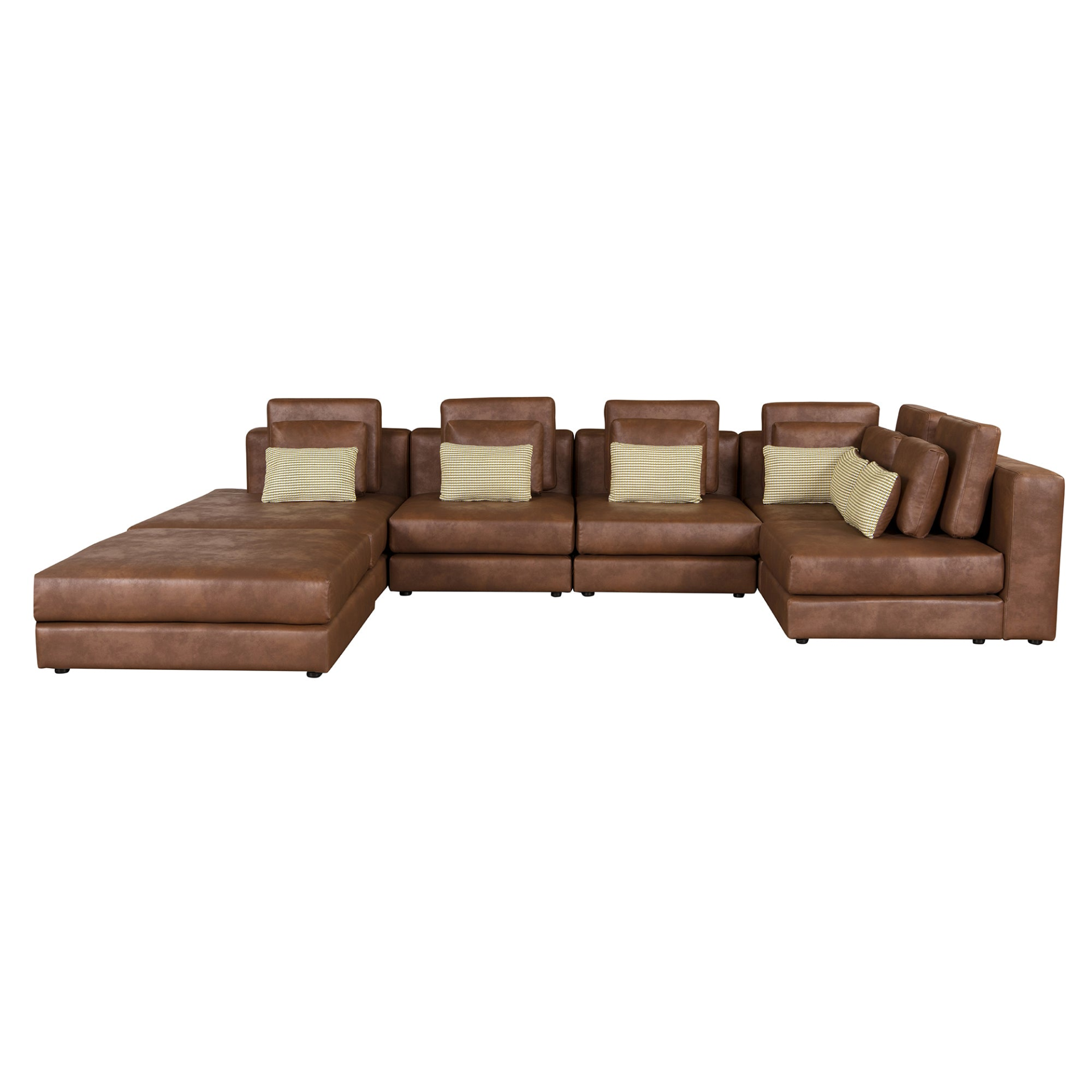 112.7" Modular Sectional Sofa Corner Sofa Chaise Lounge with Movable Ottoman, Brown - Elegant and Versatile Sensual Secret Boutique