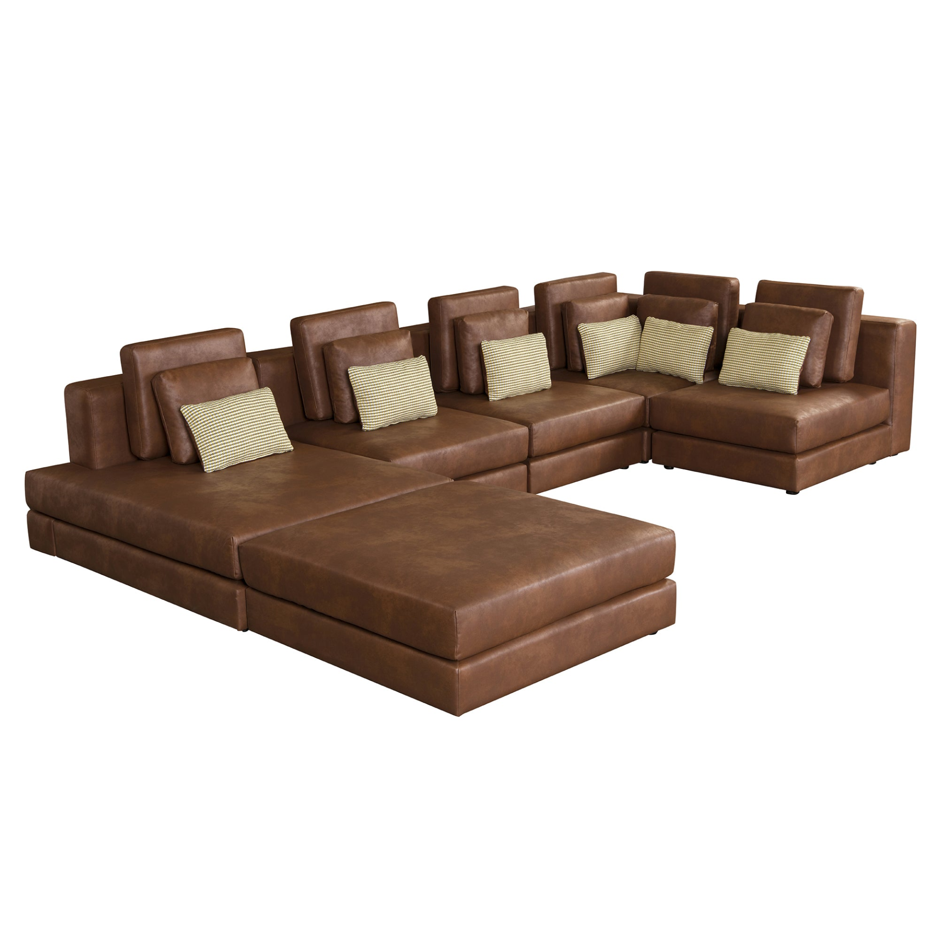 112.7" Modular Sectional Sofa Corner Sofa Chaise Lounge with Movable Ottoman, Brown - Elegant and Versatile Sensual Secret Boutique