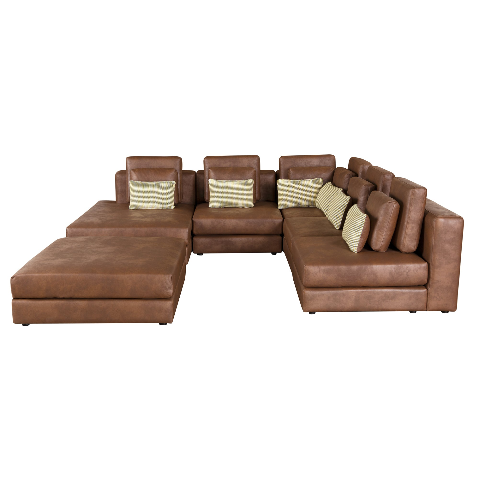 112.7" Modular Sectional Sofa Corner Sofa Chaise Lounge with Movable Ottoman, Brown - Elegant and Versatile Sensual Secret Boutique