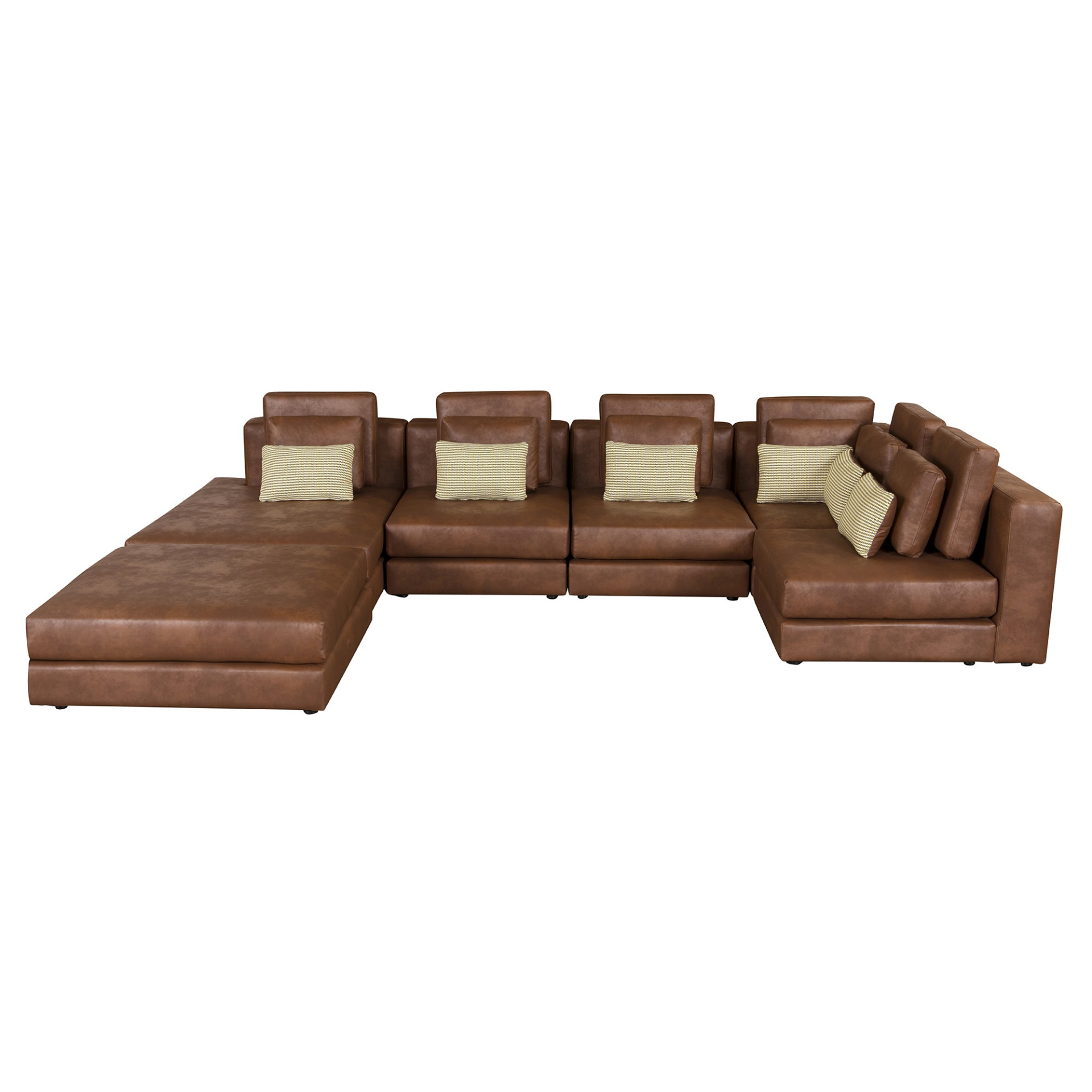 112.7" Modular Sectional Sofa Corner Sofa Chaise Lounge with Movable Ottoman, Brown - Elegant and Versatile Sensual Secret Boutique