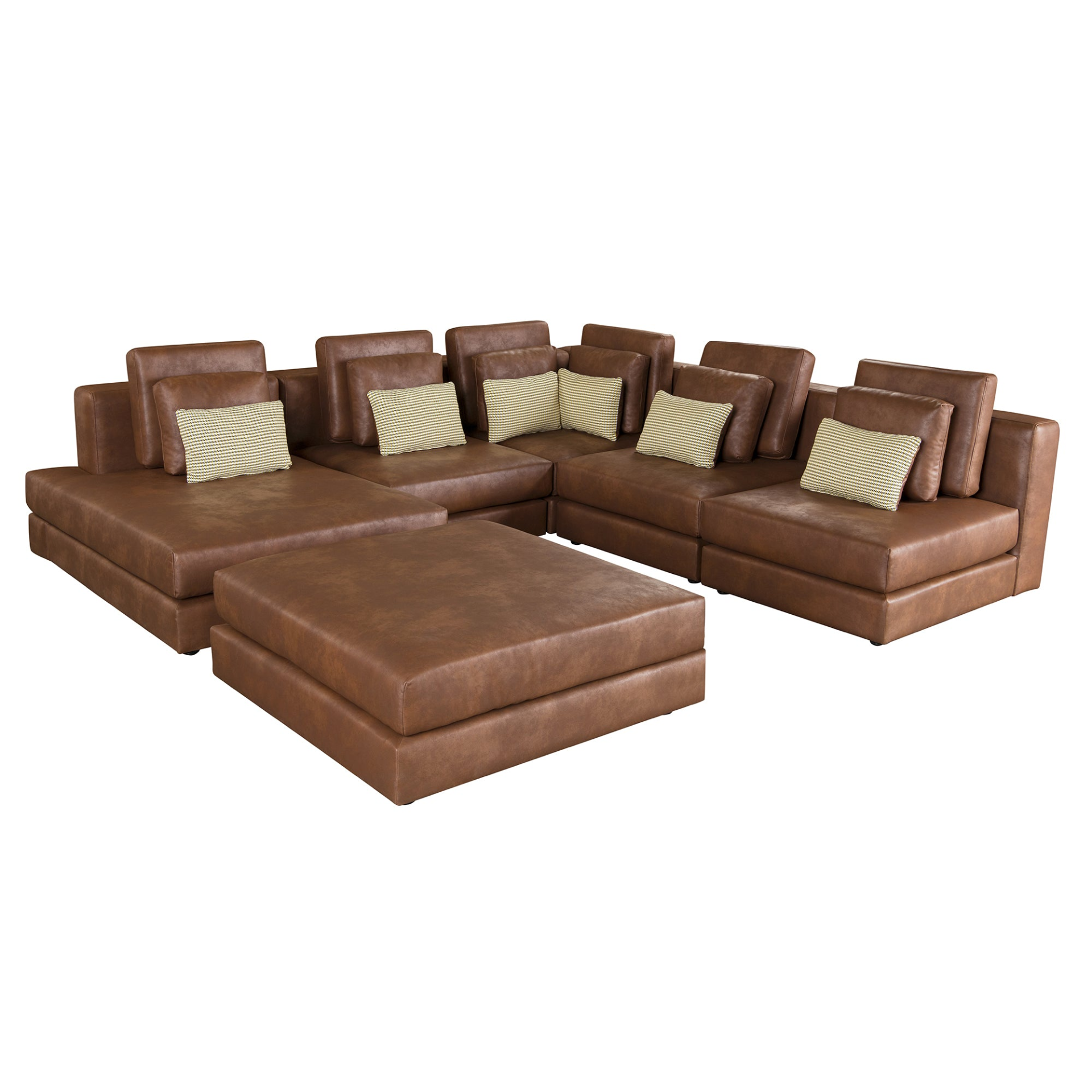 112.7" Modular Sectional Sofa Corner Sofa Chaise Lounge with Movable Ottoman, Brown - Elegant and Versatile Sensual Secret Boutique