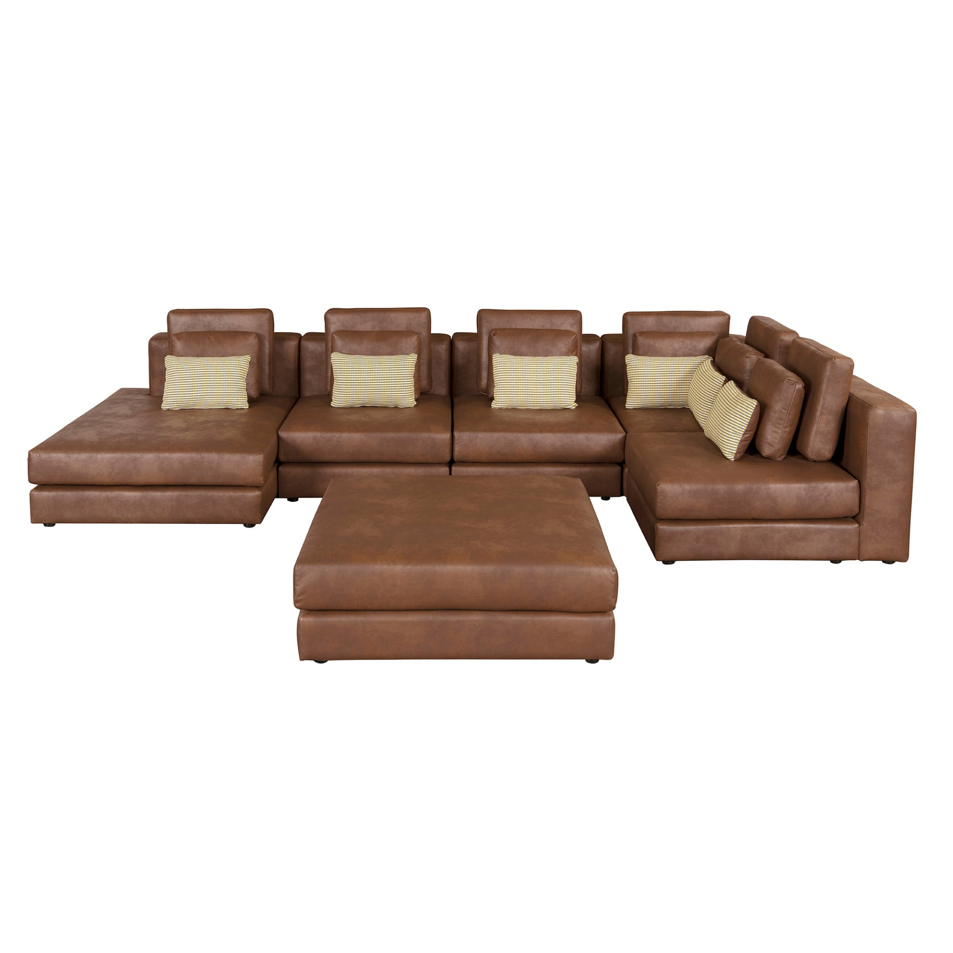 112.7" Modular Sectional Sofa Corner Sofa Chaise Lounge with Movable Ottoman, Brown - Elegant and Versatile Sensual Secret Boutique