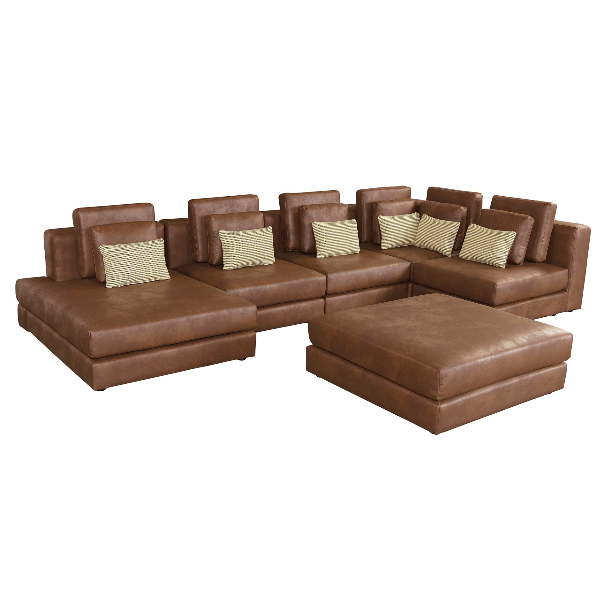 112.7" Modular Sectional Sofa Corner Sofa Chaise Lounge with Movable Ottoman, Brown - Elegant and Versatile Sensual Secret Boutique