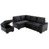 Sleeper Sectional Sofa, L-Shape Corner Couch Sofa-Bed with Storage Ottoman & Hidden Arm Storage & USB Charge, Black Sensual Secret Boutique