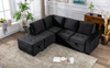 Sleeper Sectional Sofa, L-Shape Corner Couch Sofa-Bed with Storage Ottoman & Hidden Arm Storage & USB Charge, Black Sensual Secret Boutique