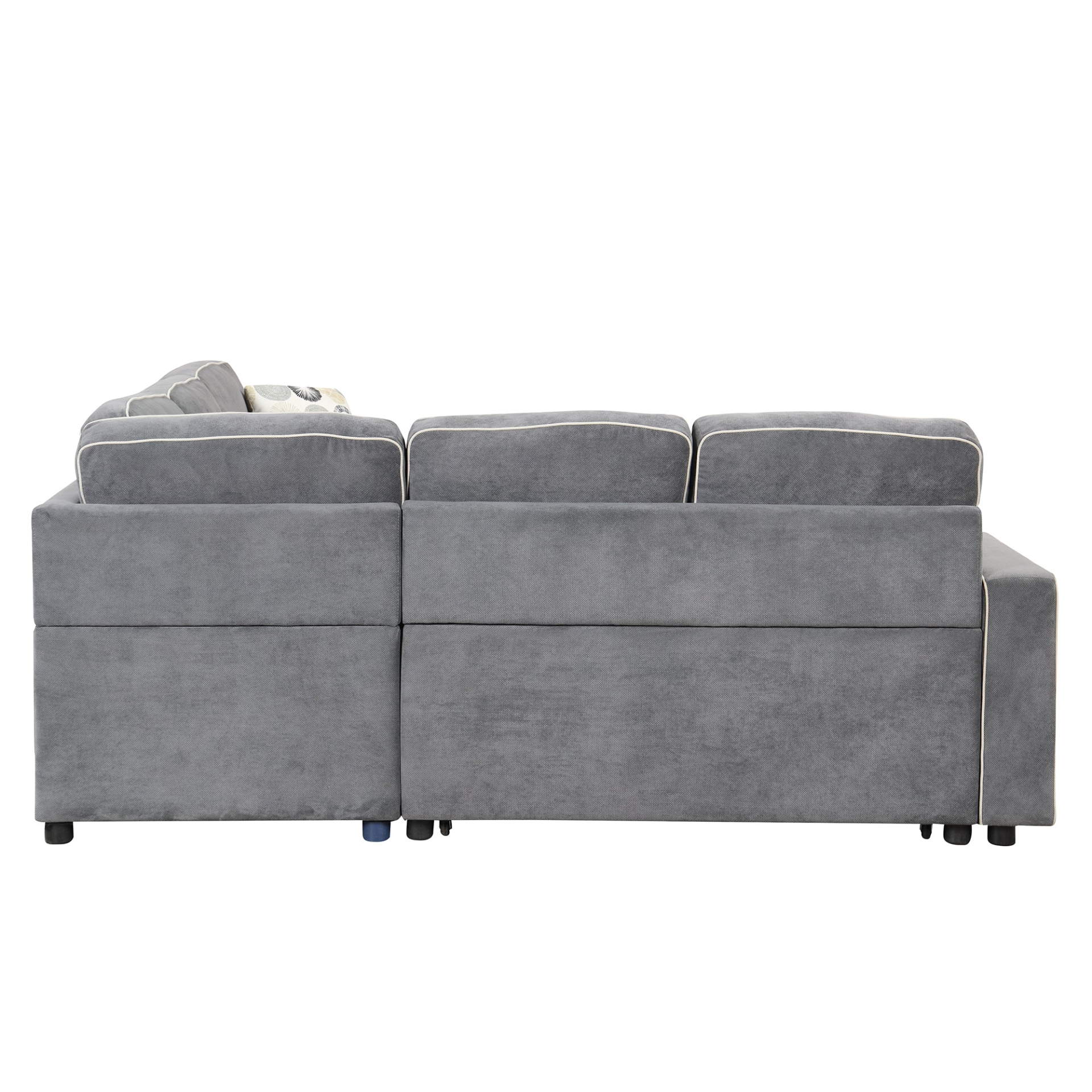 83" L-Shaped Pull Out Sofa Bed Modern Convertible Sleeper Sofa with USB Ports, Power Sockets, and Pillows - Gray Sensual Secret Boutique