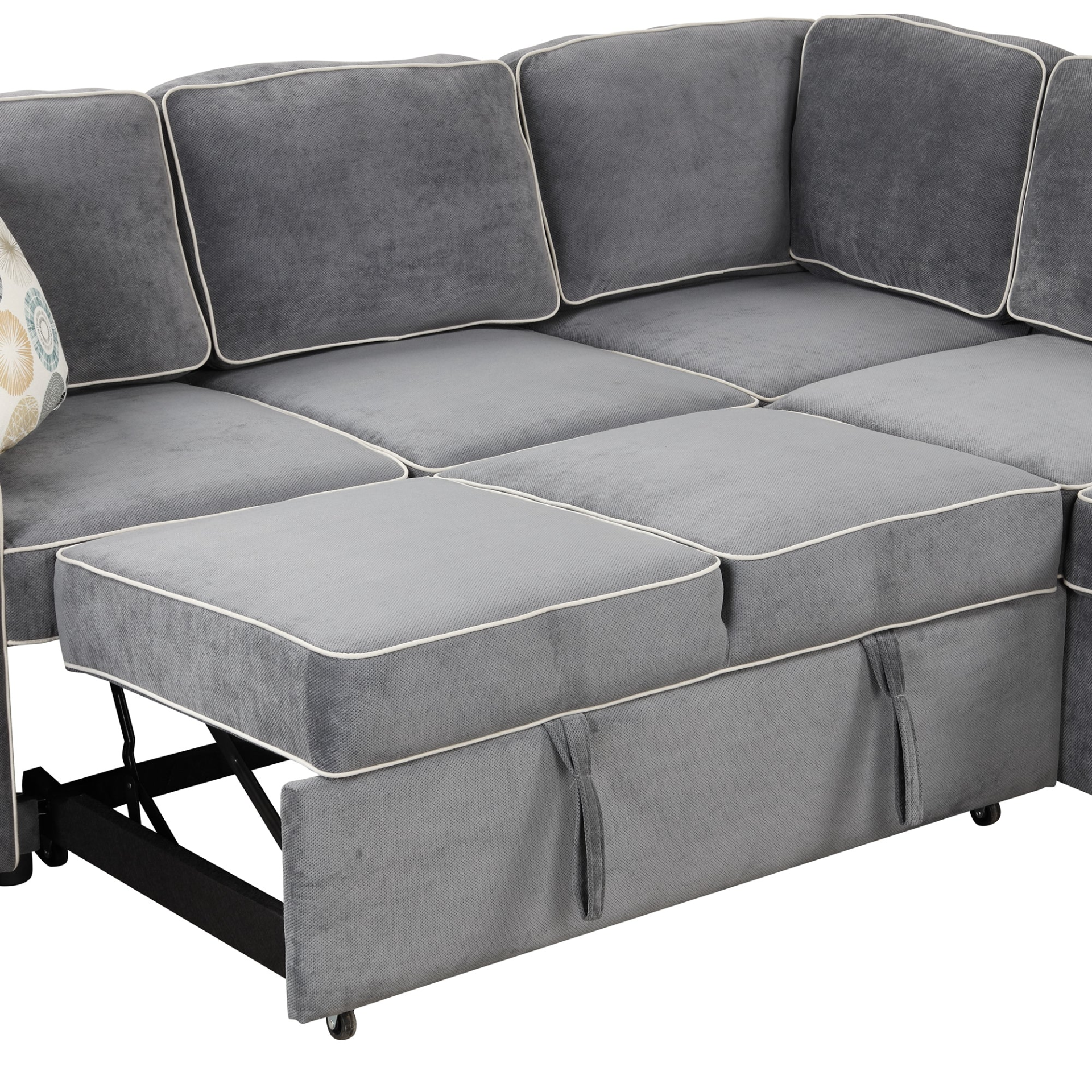 83" L-Shaped Pull Out Sofa Bed Modern Convertible Sleeper Sofa with USB Ports, Power Sockets, and Pillows - Gray Sensual Secret Boutique