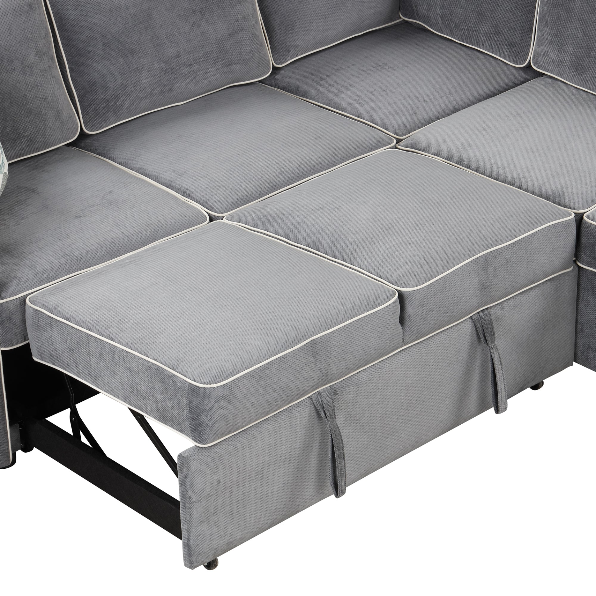 83" L-Shaped Pull Out Sofa Bed Modern Convertible Sleeper Sofa with USB Ports, Power Sockets, and Pillows - Gray Sensual Secret Boutique