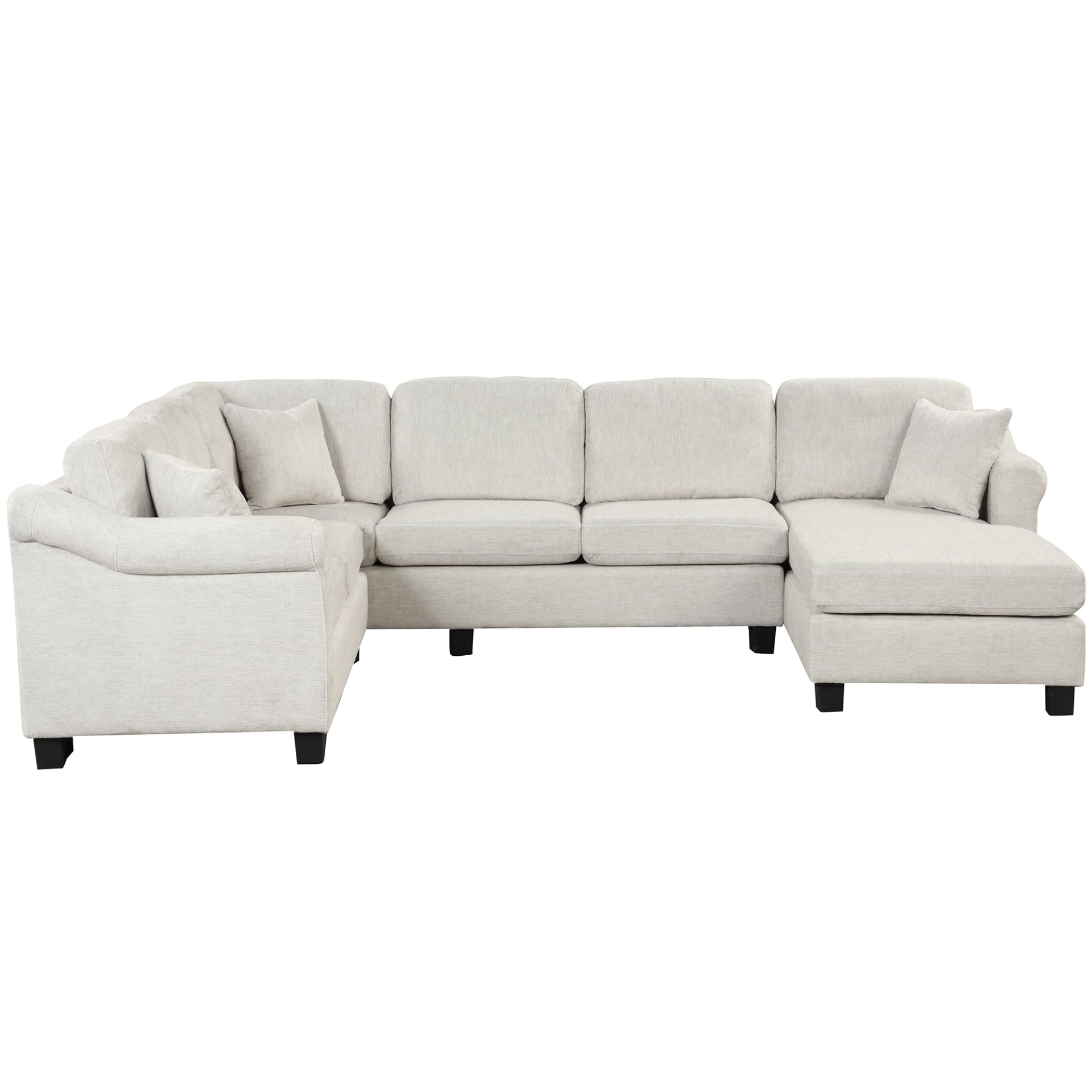 Modern and Cozy Design: 122.1" * 91.3" 4pcs Sectional Sofa with Ottoman - Velvet Fabric White Sensual Secret Boutique