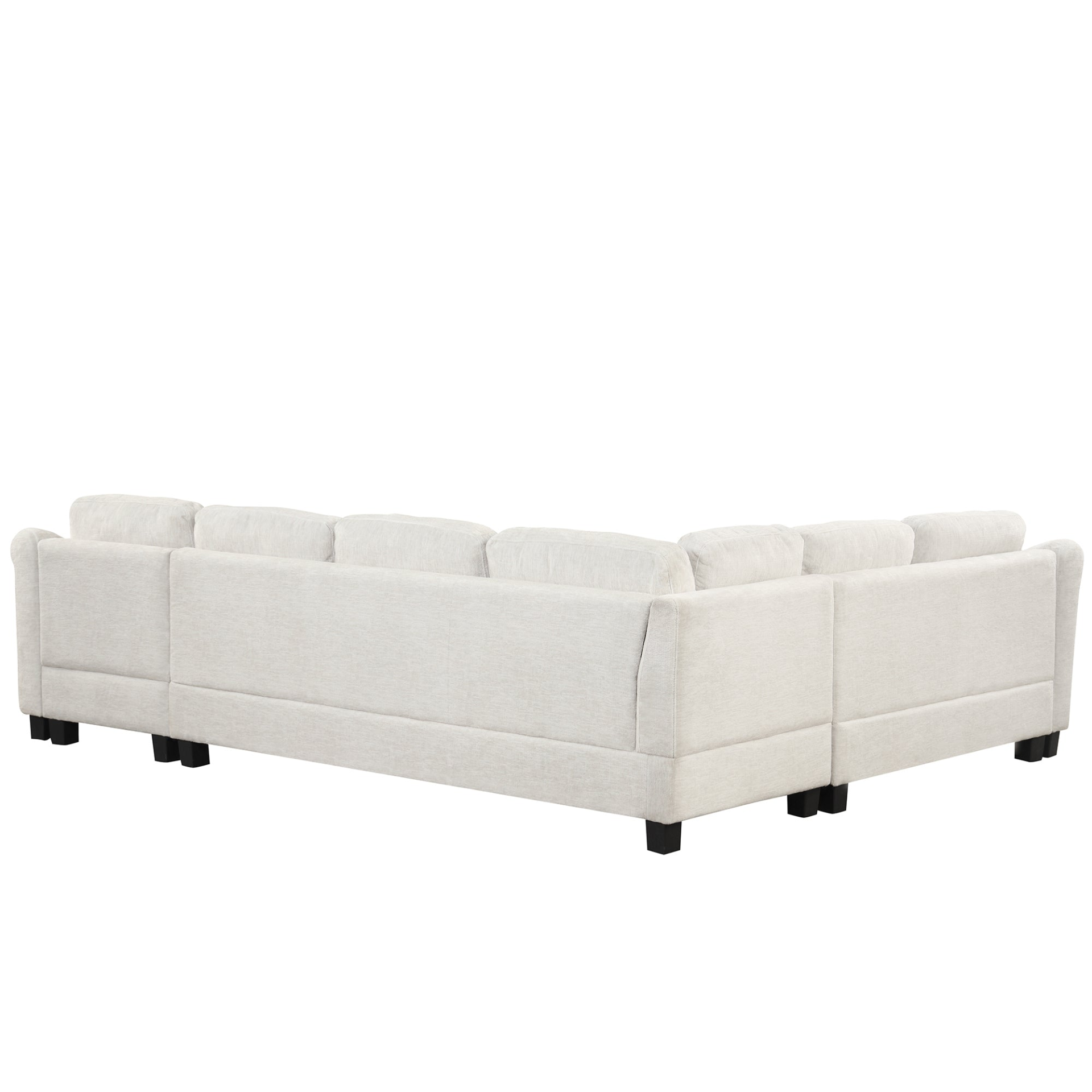 Modern and Cozy Design: 122.1" * 91.3" 4pcs Sectional Sofa with Ottoman - Velvet Fabric White Sensual Secret Boutique